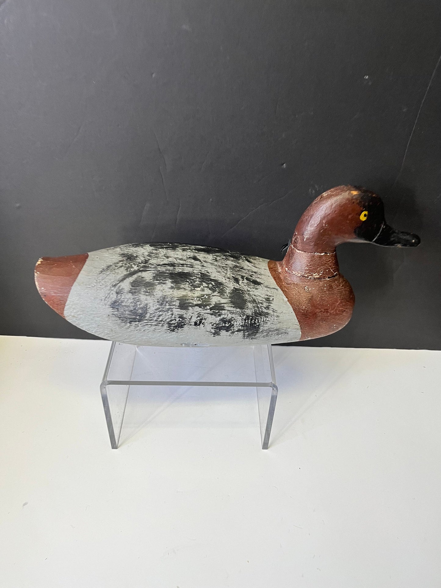 Fabulous Canadian antique 15 inch duck decoy with cracked neck  Amazing condition and patina  wow   Canadian decoy  great price