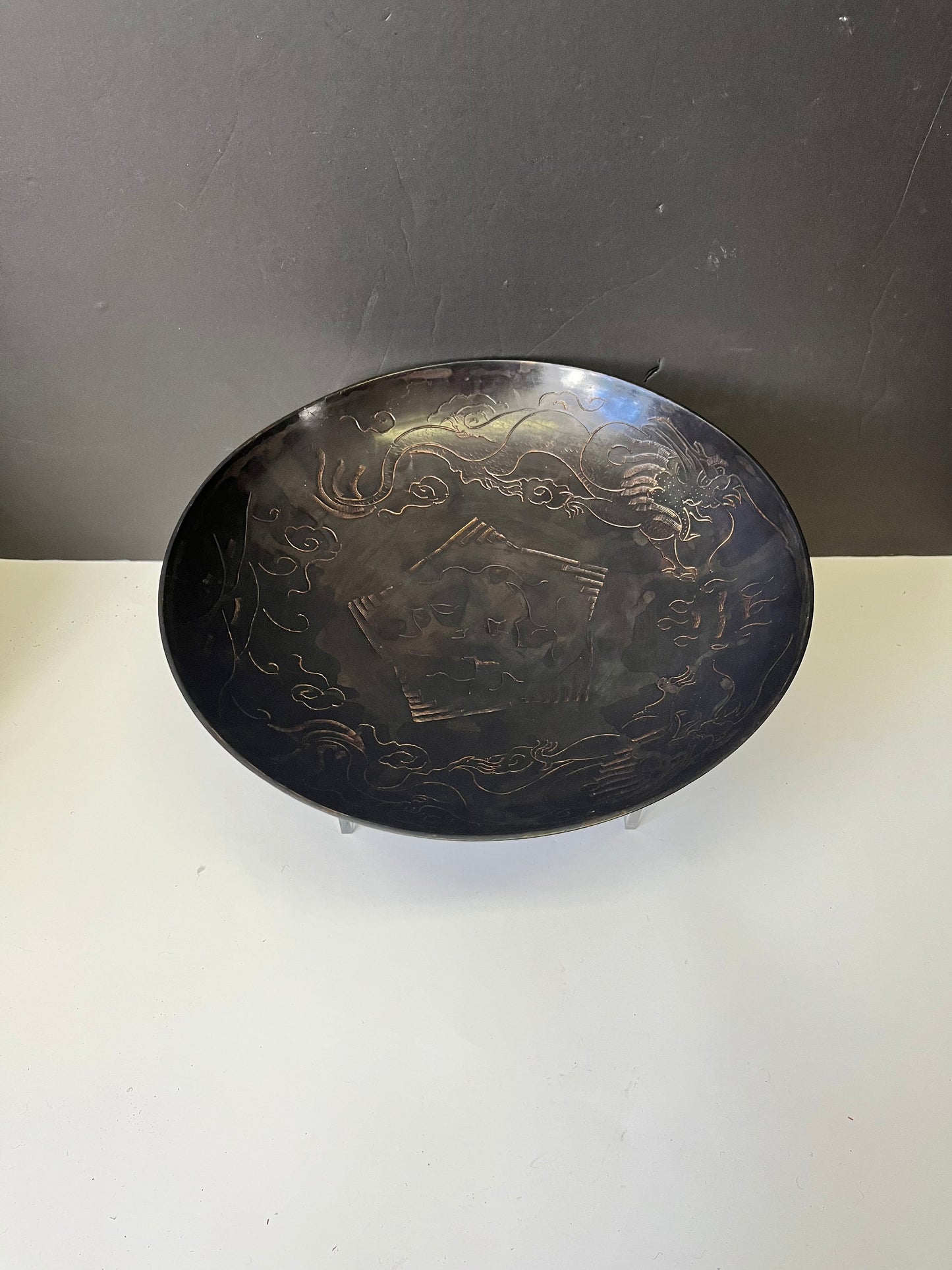 A  Huge fabulous 12 inch Japanese bronze Dragon Bowl  Antique with fabulous Patina  and detail  Stunning piece  great gift