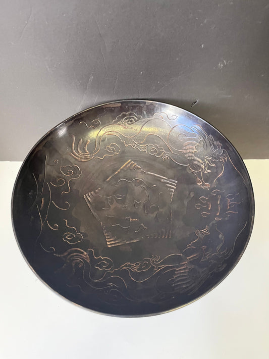 A  Huge fabulous 12 inch Japanese bronze Dragon Bowl  Antique with fabulous Patina  and detail  Stunning piece  great gift