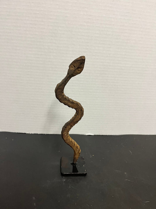 Stunning 8.5 inch high lolI iron statue of a snake  Burkina Faso - African beauty  Great Patina and detail