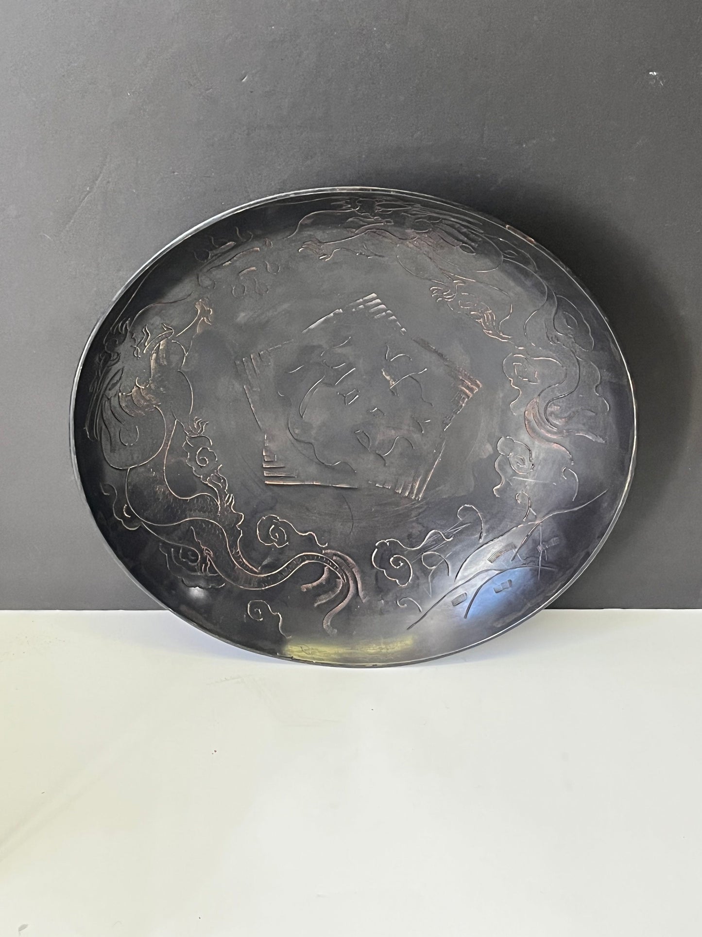 A  Huge fabulous 12 inch Japanese bronze Dragon Bowl  Antique with fabulous Patina  and detail  Stunning piece  great gift