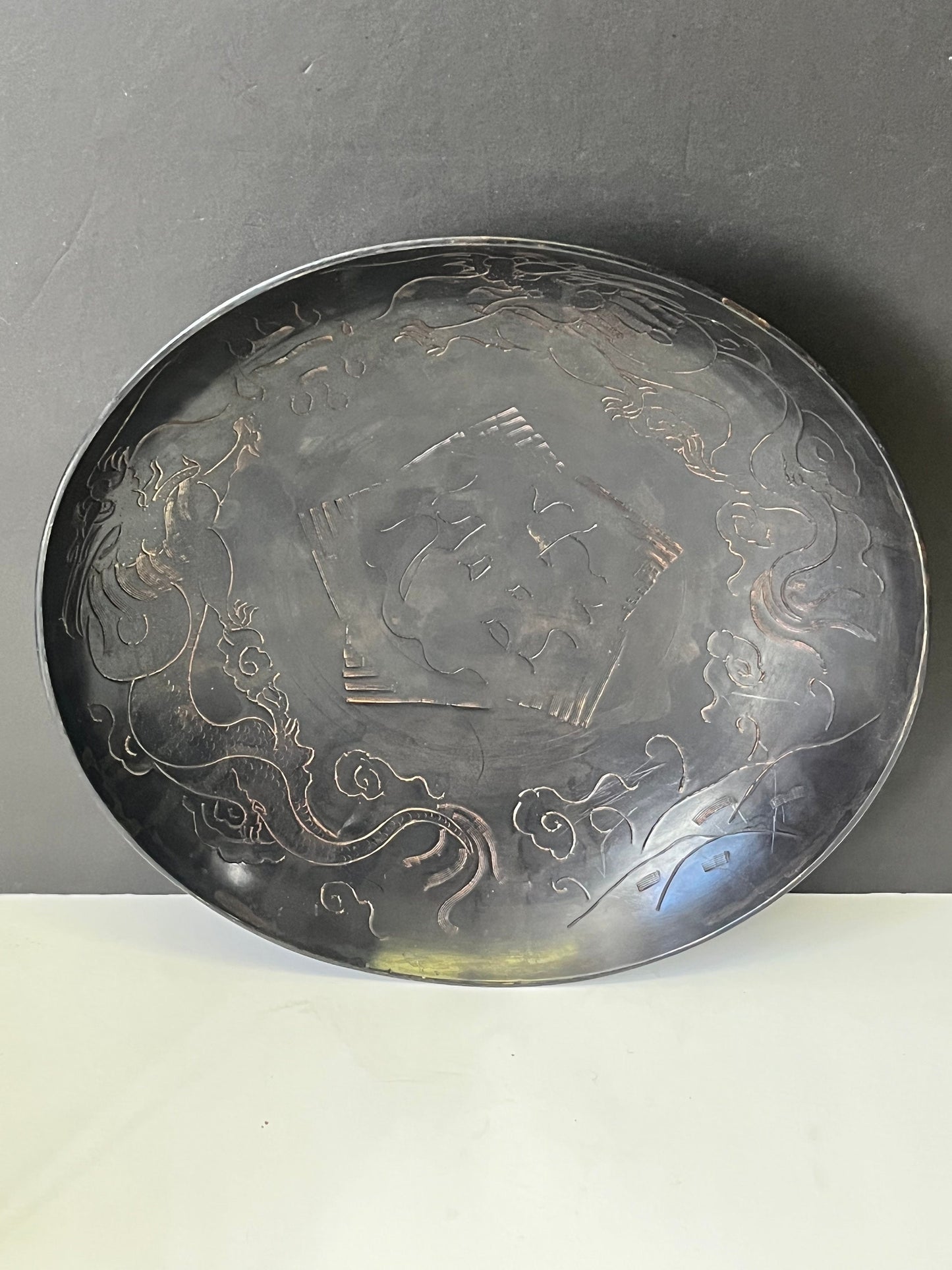 A  Huge fabulous 12 inch Japanese bronze Dragon Bowl  Antique with fabulous Patina  and detail  Stunning piece  great gift