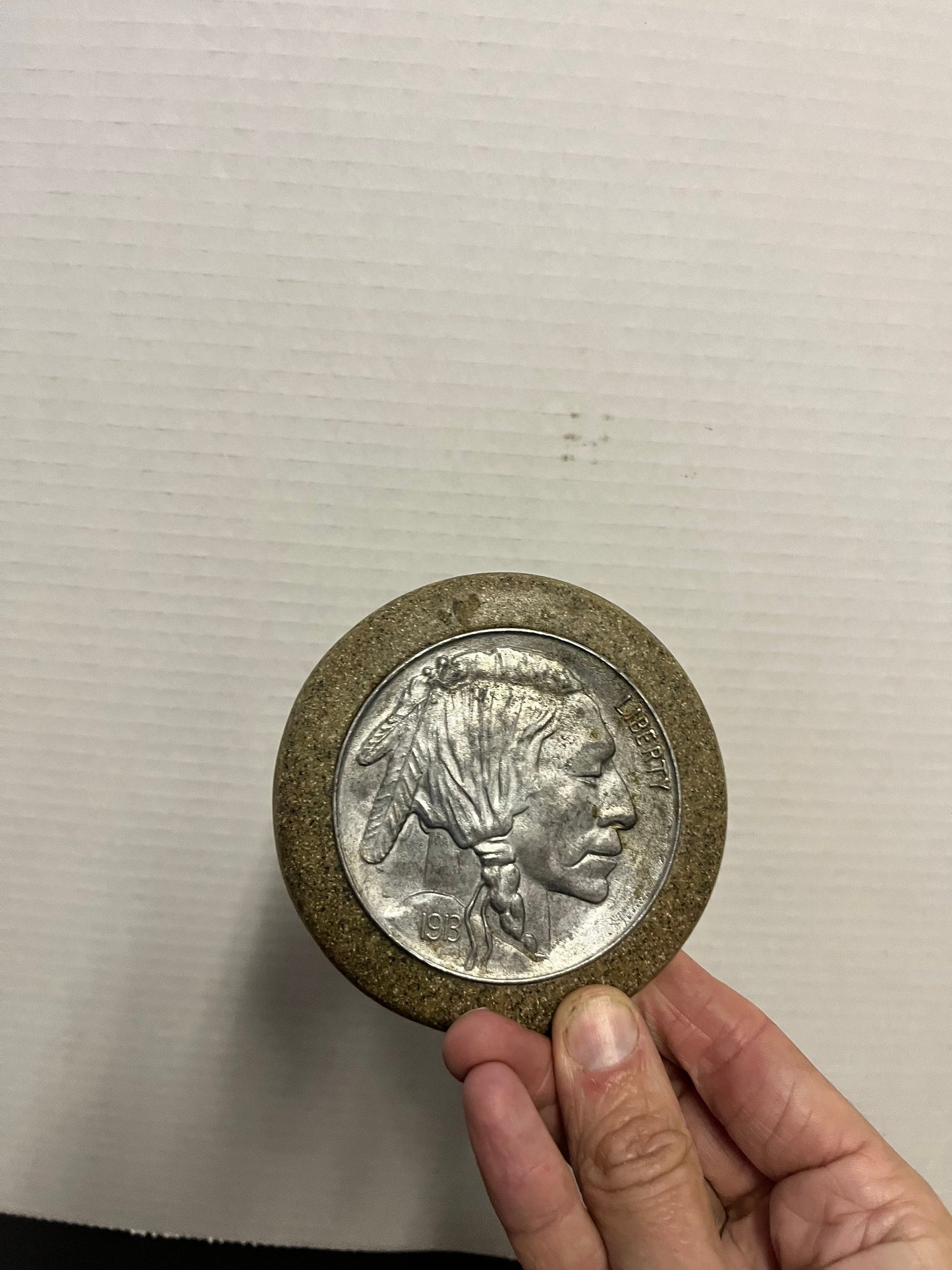 Ridiculously cool 5 inch American liberty 1913 buffalo nickel plaque or coaster  Cool detail and great look and a perfect gift