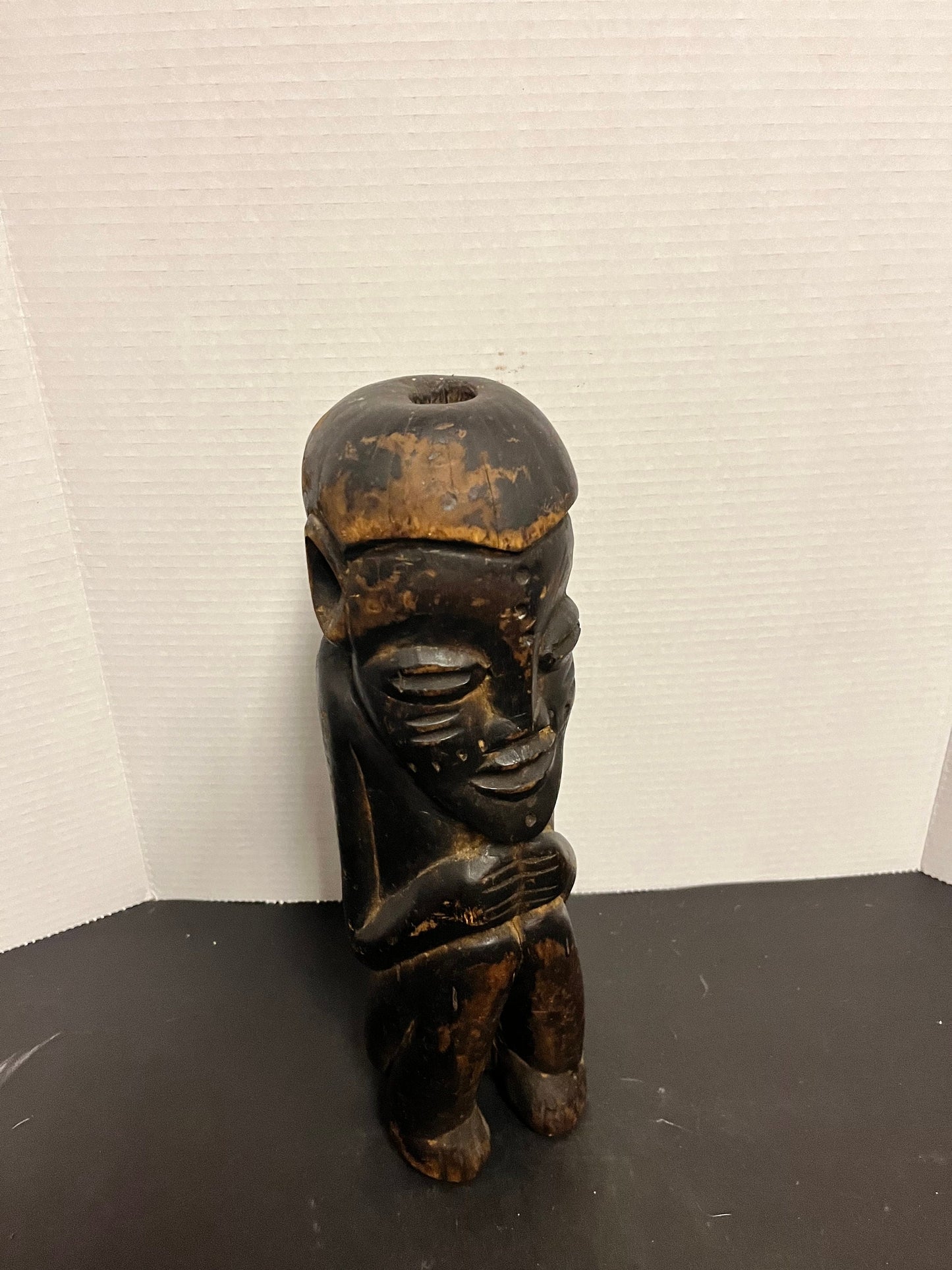 Museum quality 14 inch tall western African seated  statue of a man  Great Patina and wonderful detail  Historical beauty