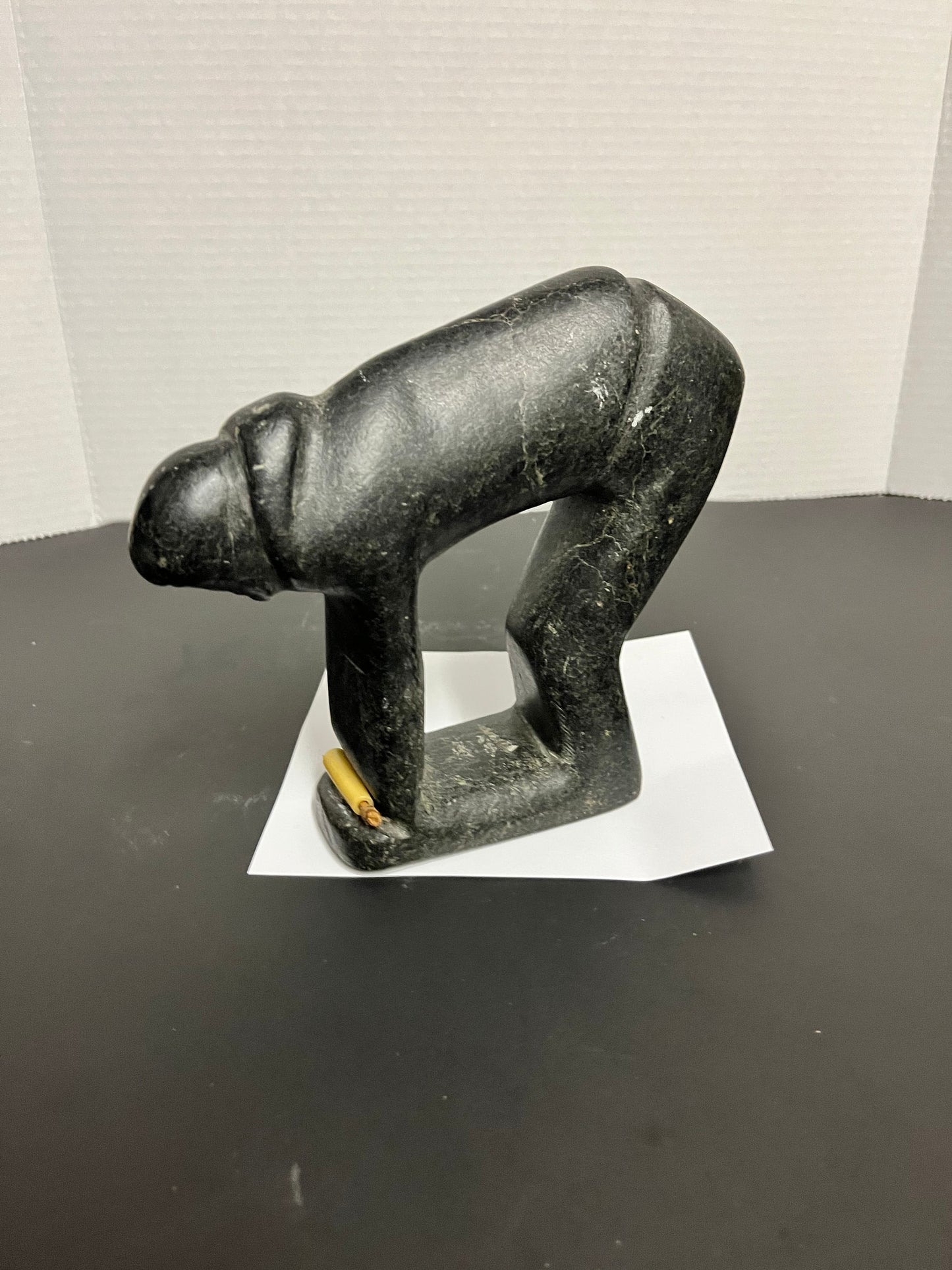 Antique Inuit soapstone statue  amazing museum, quality 7 x 7 very very old well carved and pristine condition Inuit man  wow gift