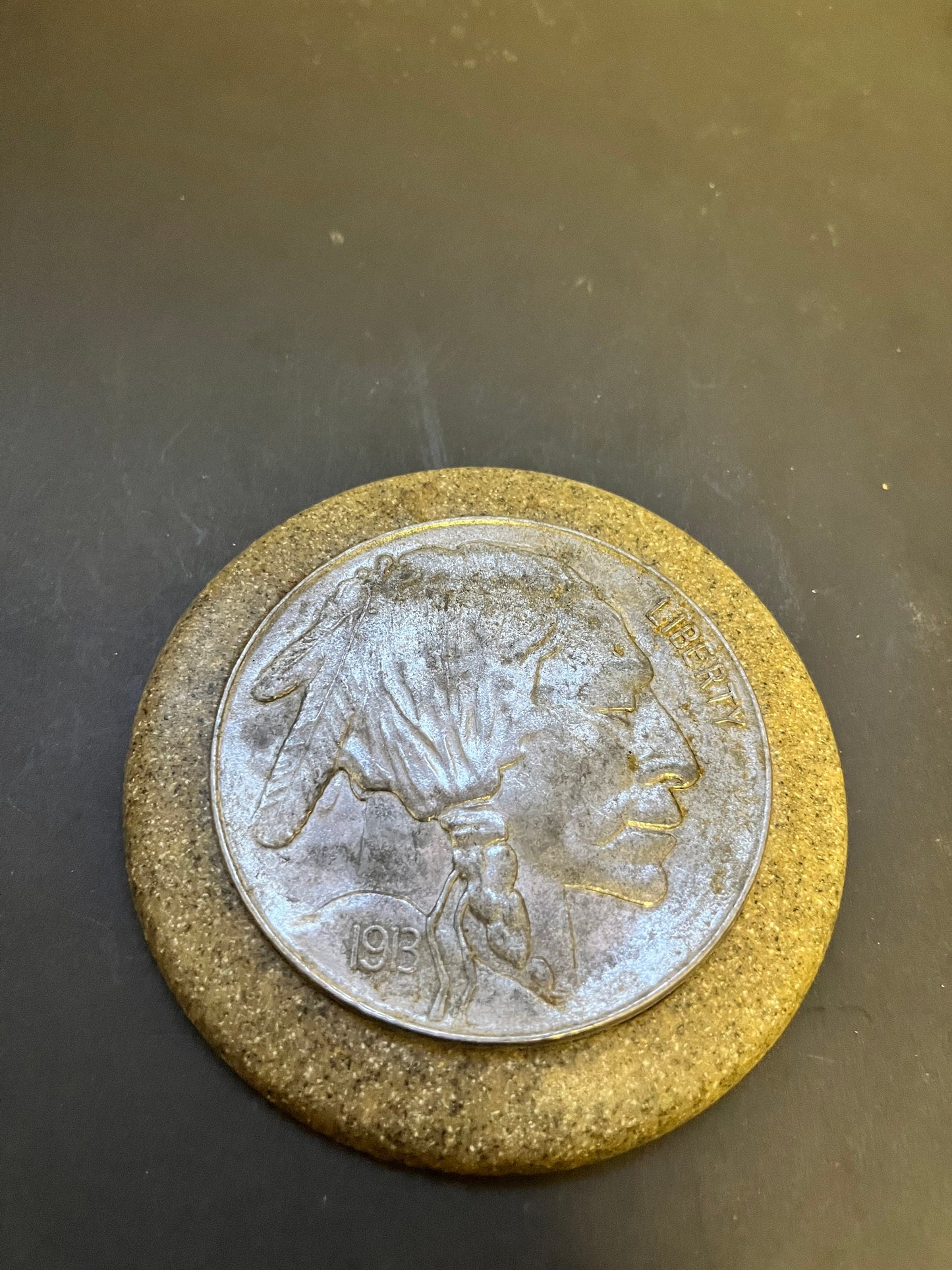 Ridiculously cool 5 inch American liberty 1913 buffalo nickel plaque or coaster  Cool detail and great look and a perfect gift