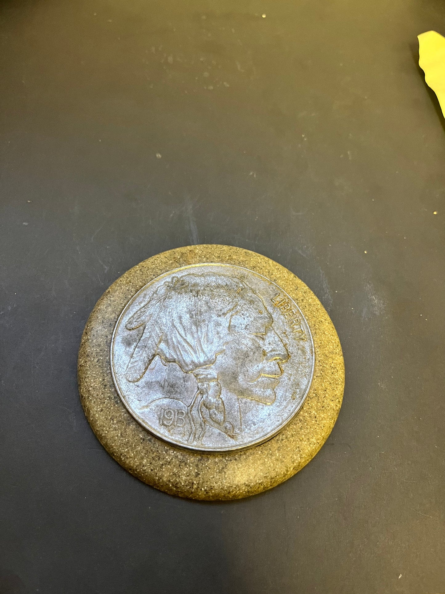 Ridiculously cool 5 inch American liberty 1913 buffalo nickel plaque or coaster  Cool detail and great look and a perfect gift