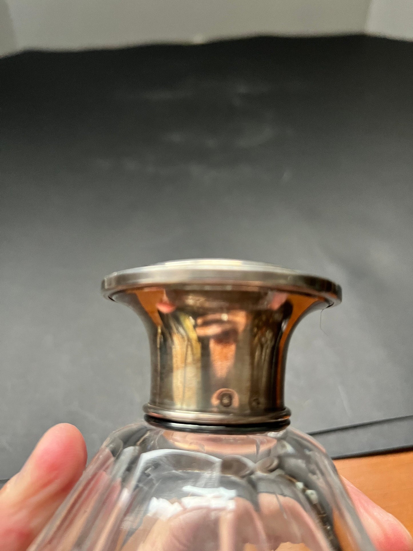 5.5 English sterling topped perfume bottle with original stopper hallmarked and good condition antique Beauty  great condition  gift