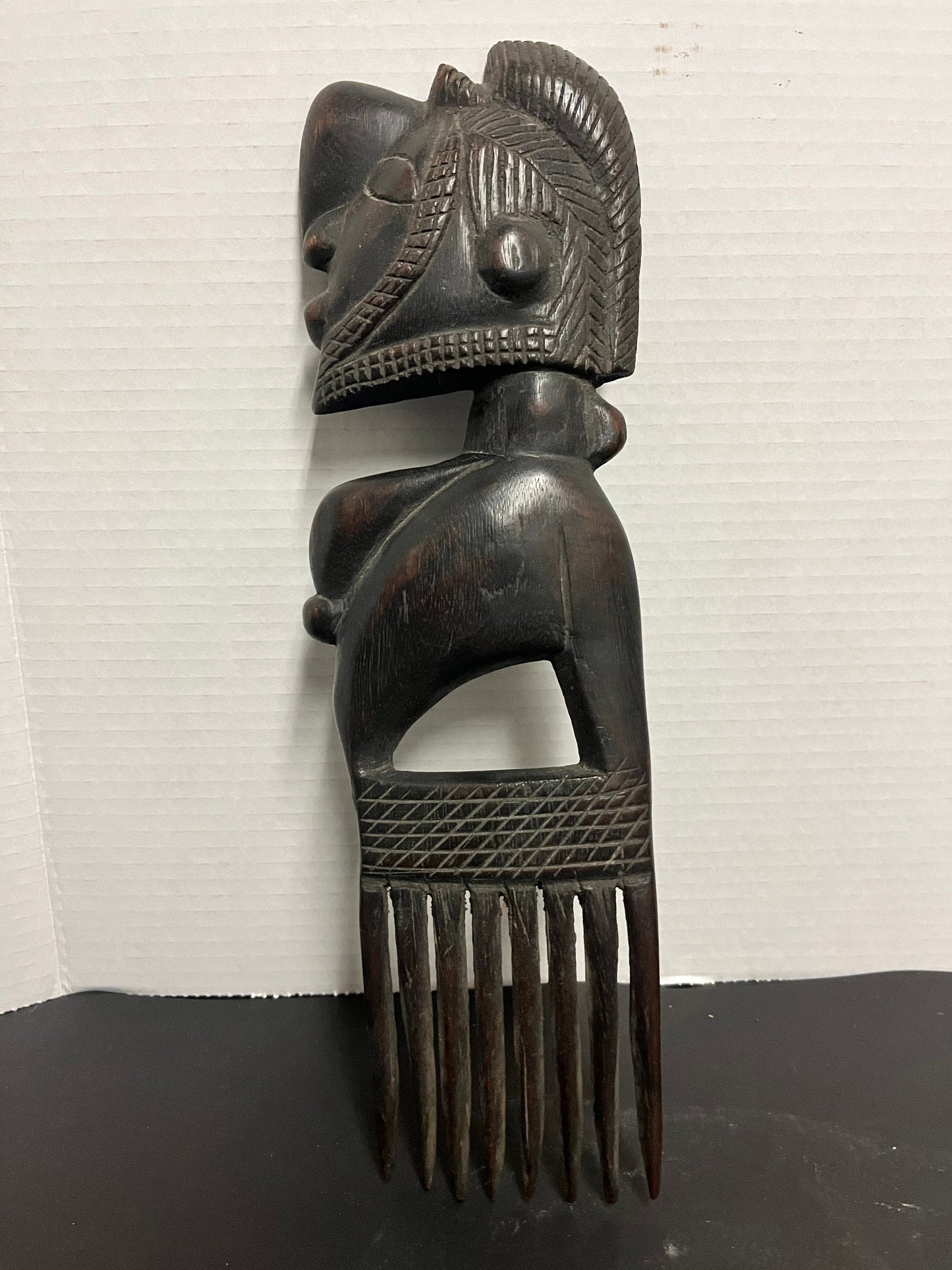 Absolutely fabulous antique museum quality 13 inch African Ashanti hand carved, possibly ceremonial comb -one of a kind piece  wow