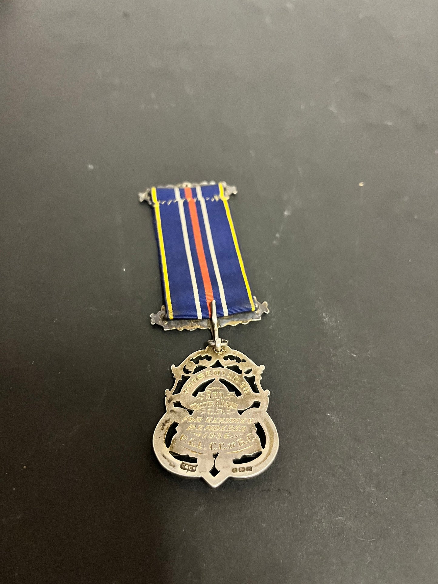 Absolutely fabulous rare 5 inch long English sterling and enamel antique 1936 British Columbia masons Masonic president medal  wow