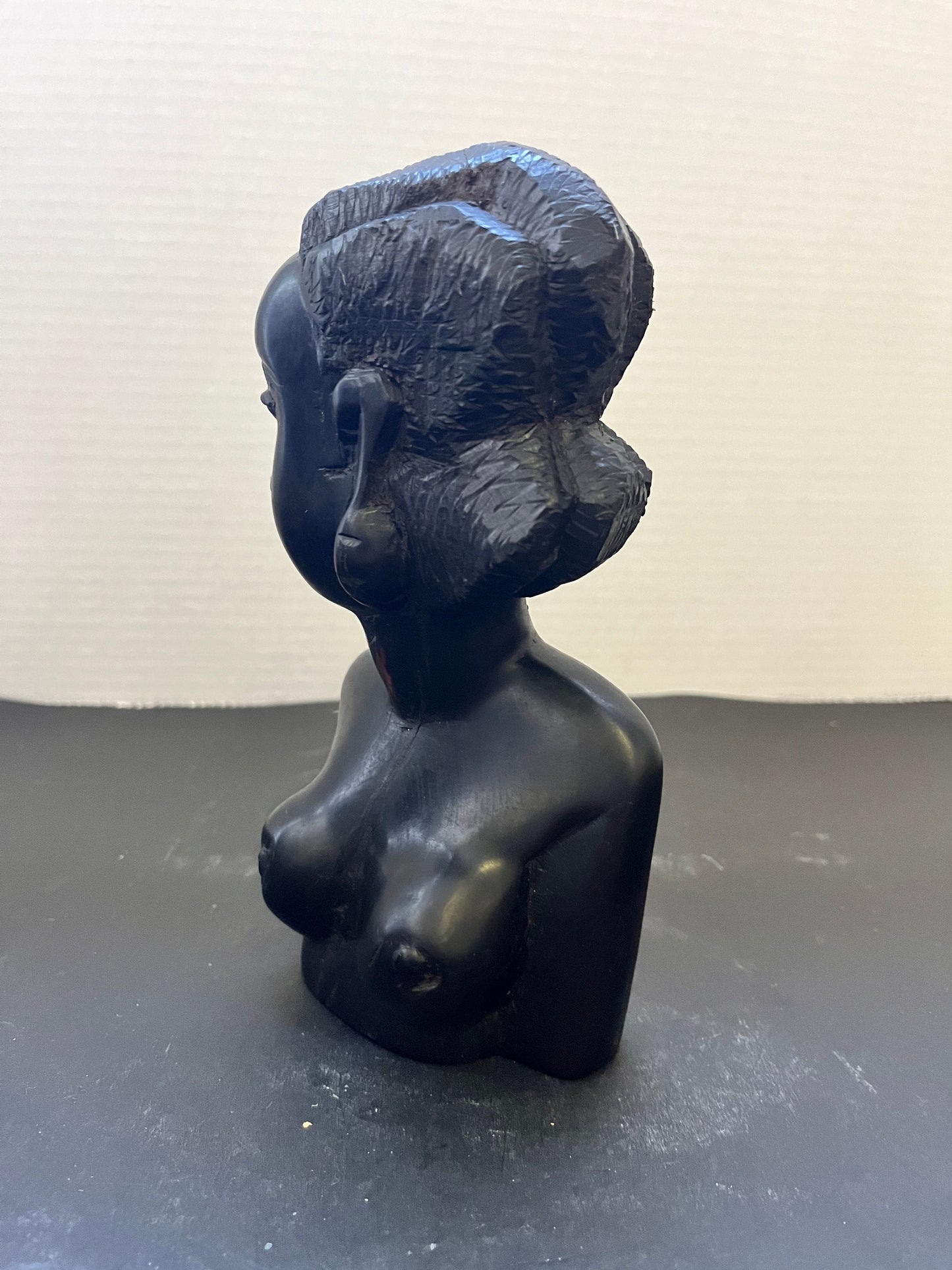 Fabulous vintage 7 inch authentic African Ebony wood bust of a female nude with wonderful detail and patina - amazing condition- gift alert