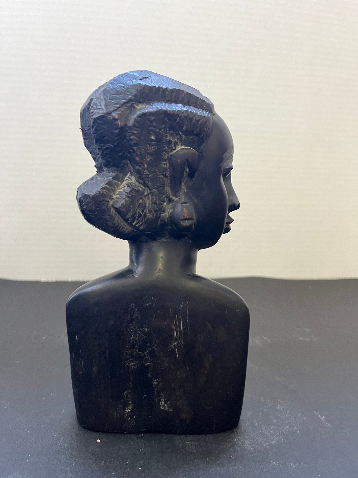 Fabulous vintage 7 inch authentic African Ebony wood bust of a female nude with wonderful detail and patina - amazing condition- gift alert