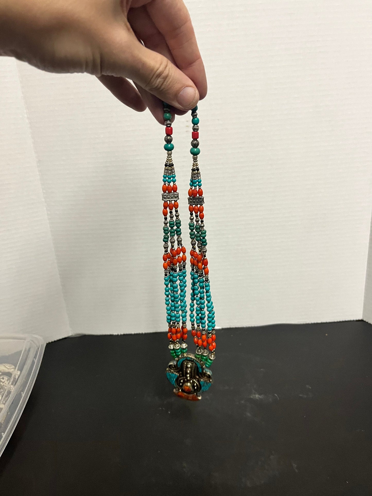 Stunning, antique, Tibetan silver and turquoise and Coral necklace in great condition, and very heavy and wonderful look   authentic - gift