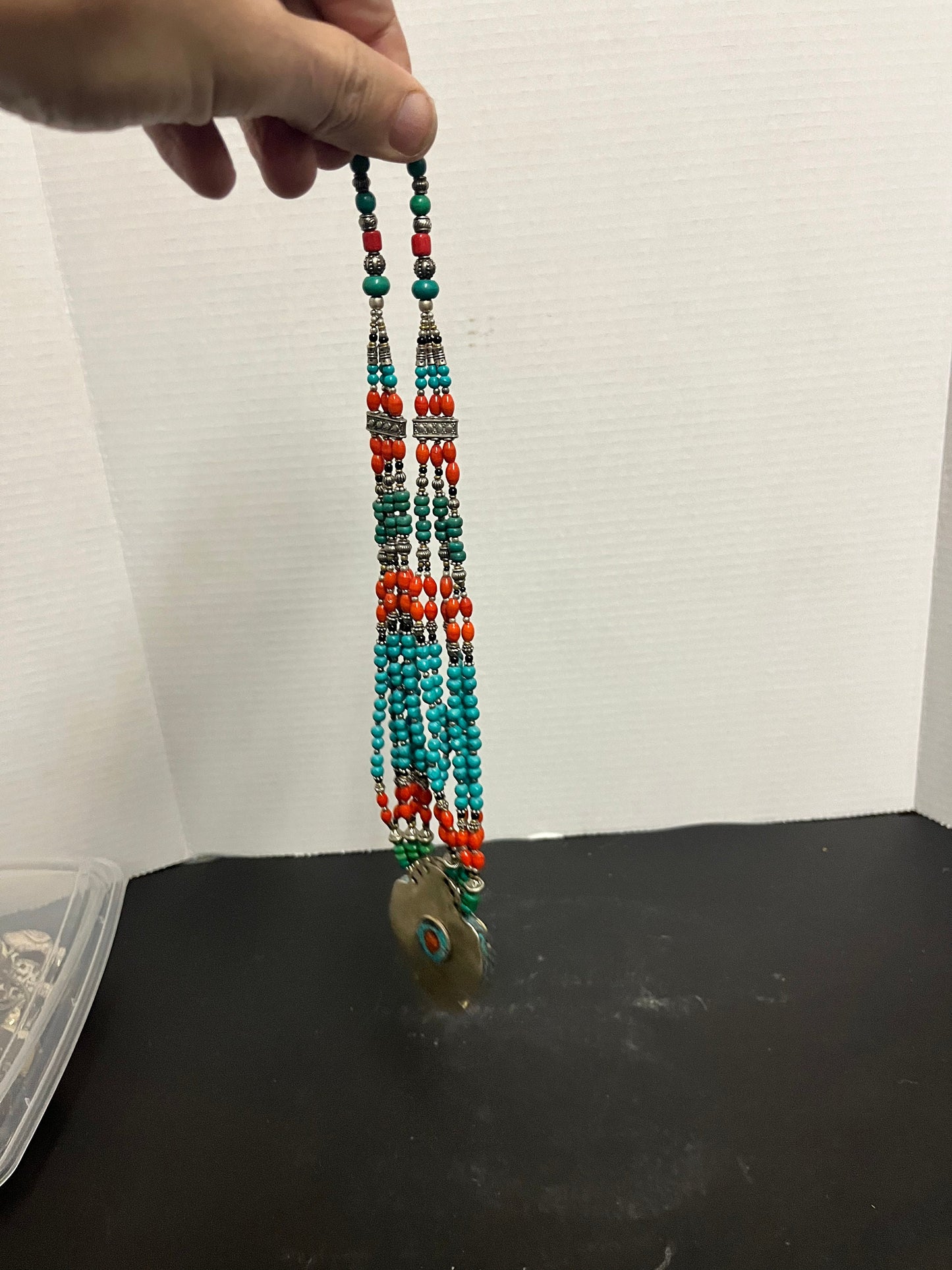 Stunning, antique, Tibetan silver and turquoise and Coral necklace in great condition, and very heavy and wonderful look   authentic - gift