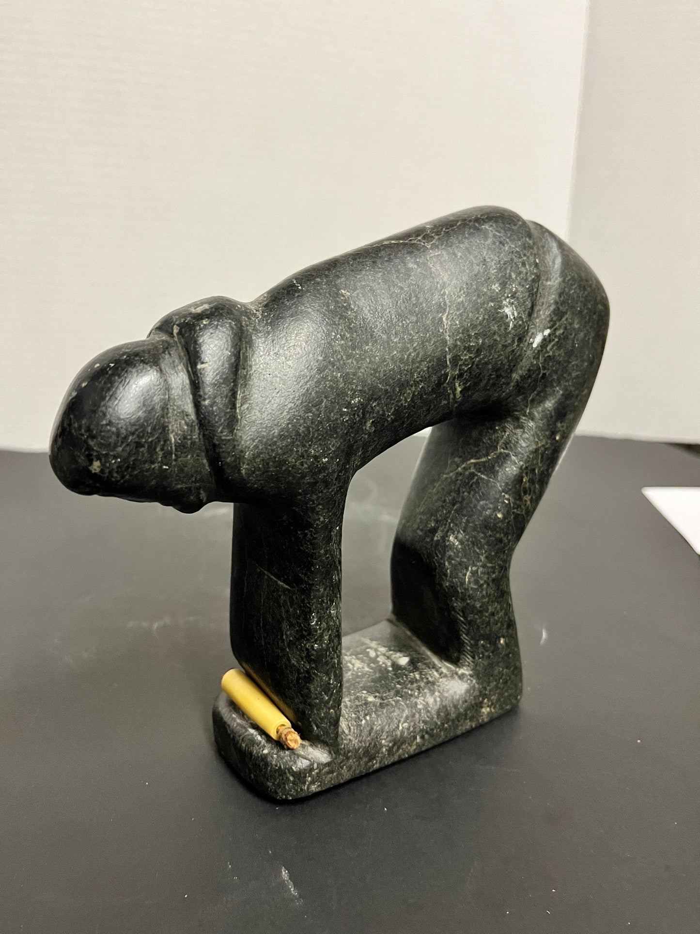 Antique Inuit soapstone statue  amazing museum, quality 7 x 7 very very old well carved and pristine condition Inuit man  wow gift