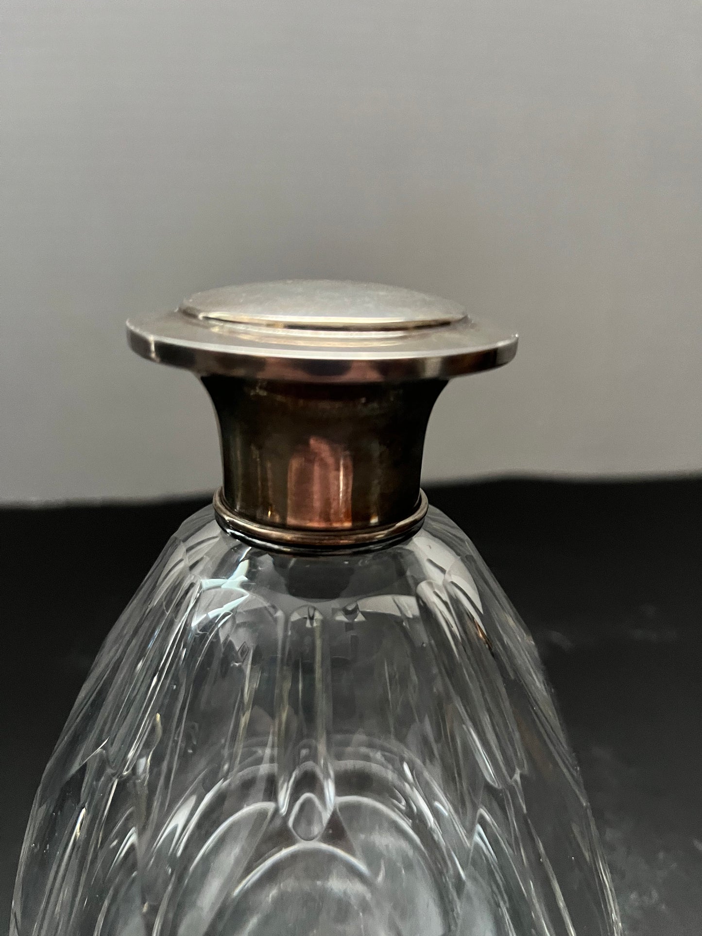 5.5 English sterling topped perfume bottle with original stopper hallmarked and good condition antique Beauty  great condition  gift