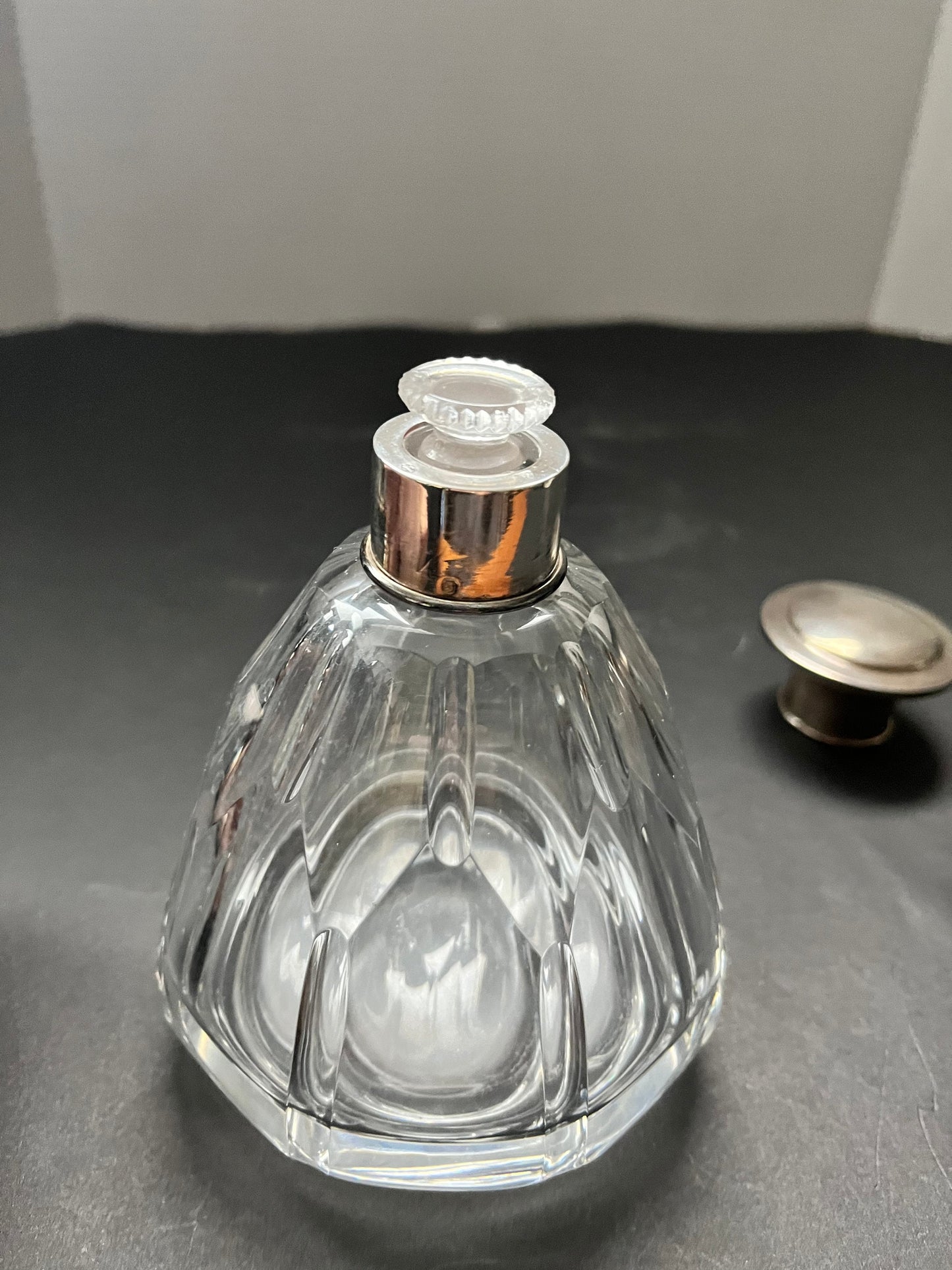 5.5 English sterling topped perfume bottle with original stopper hallmarked and good condition antique Beauty  great condition  gift