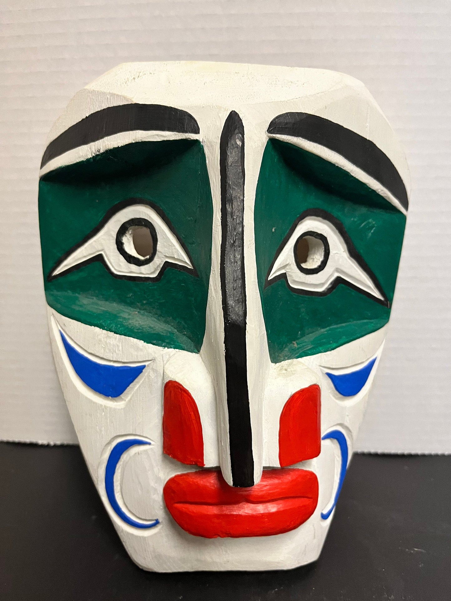 Stunning 9 inch signed, indigenous first nations carved and well painted Mask  wonderful imagery, and ready to hang and perfect gift