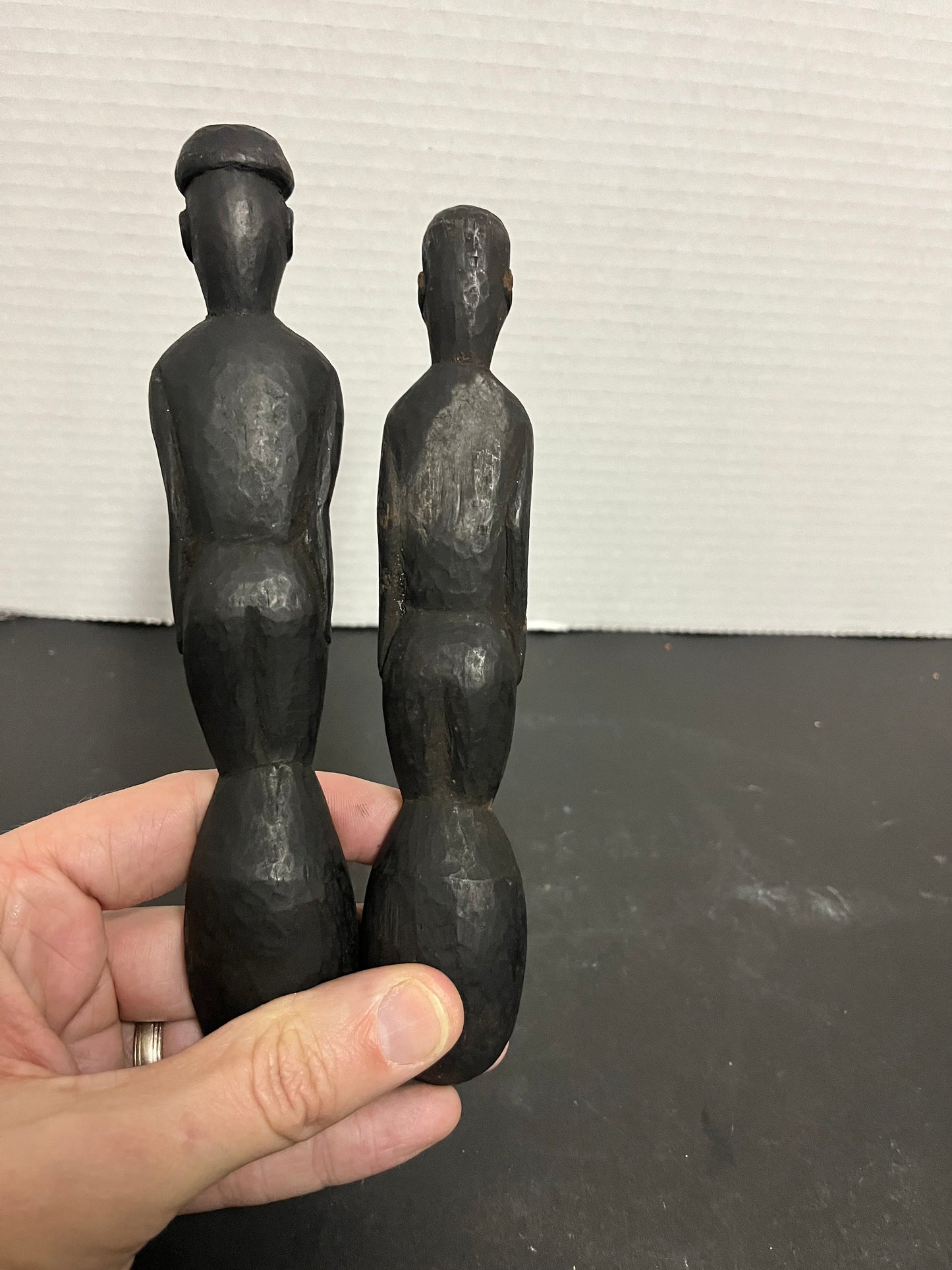 Museum quality African, most likely Ethiopian antique, authentic ceremonial would spoons, depicting, man and woman - 7 and 8 inches long