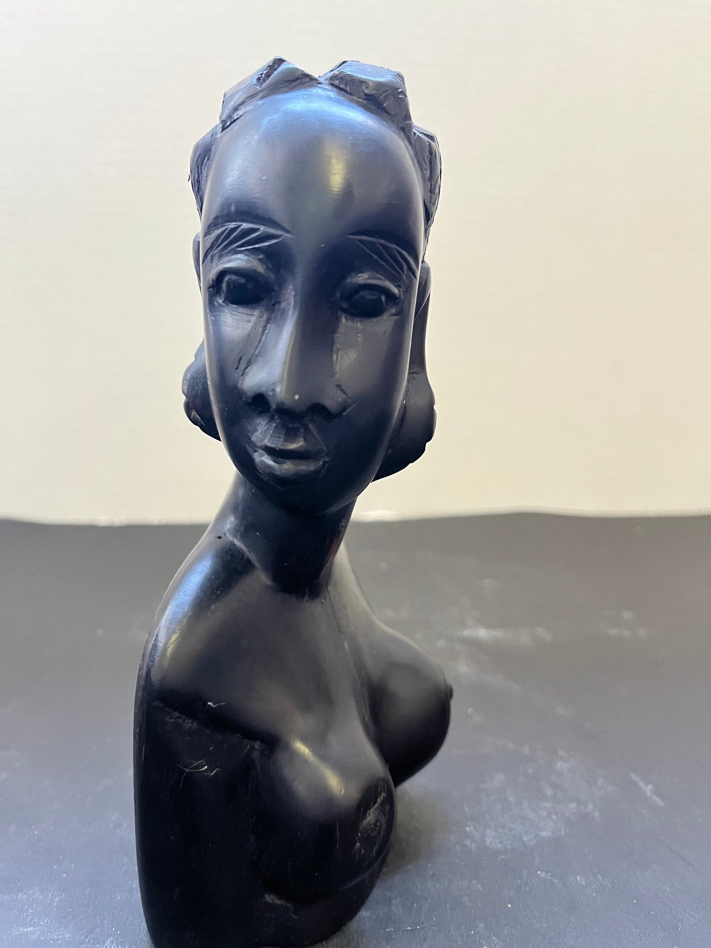 Fabulous vintage 7 inch authentic African Ebony wood bust of a female nude with wonderful detail and patina - amazing condition- gift alert