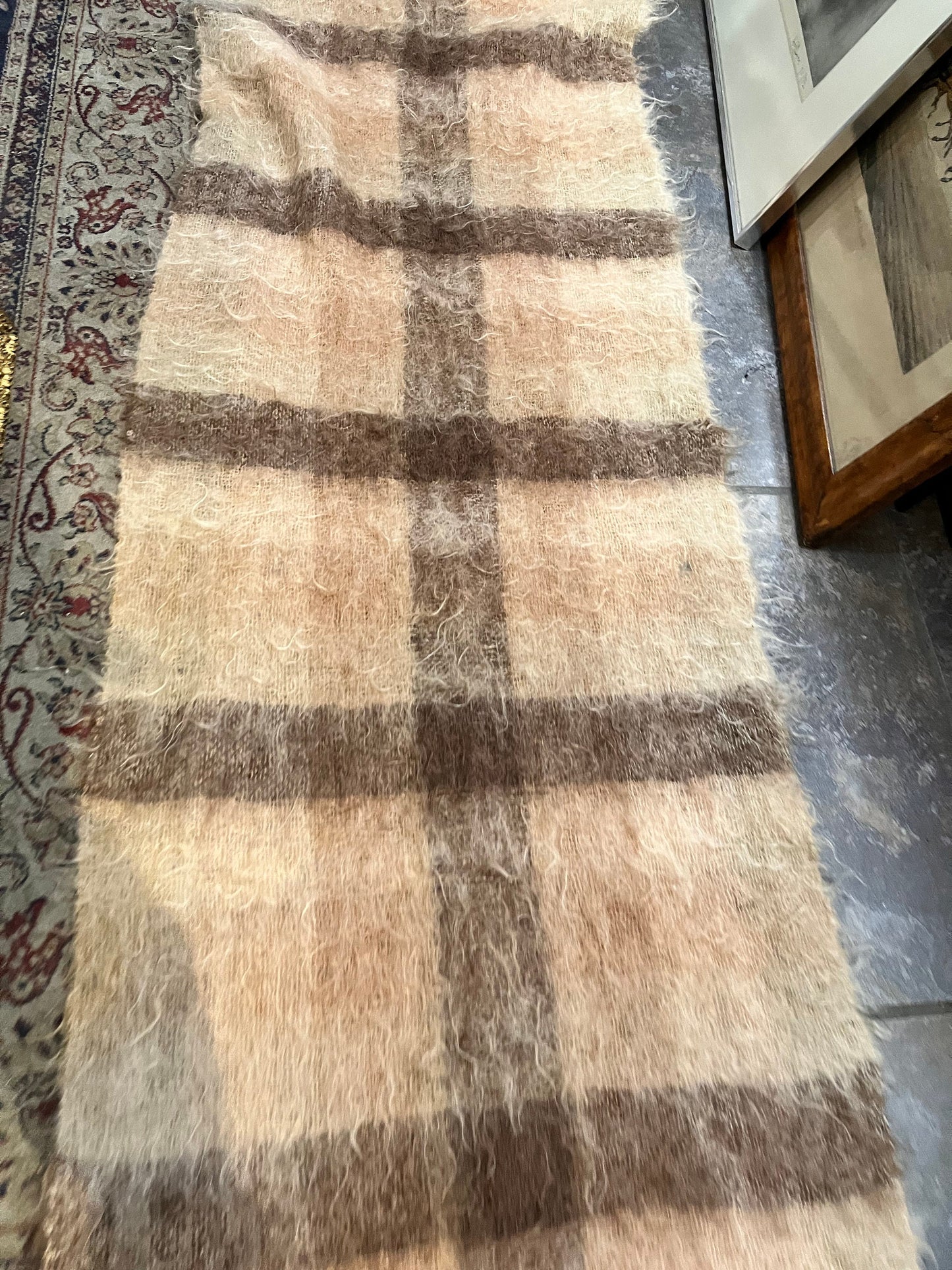 66 x 20 authentic Hudson Bay Company mohair throw blanket or shawl  good condition and beauty colour  original tag