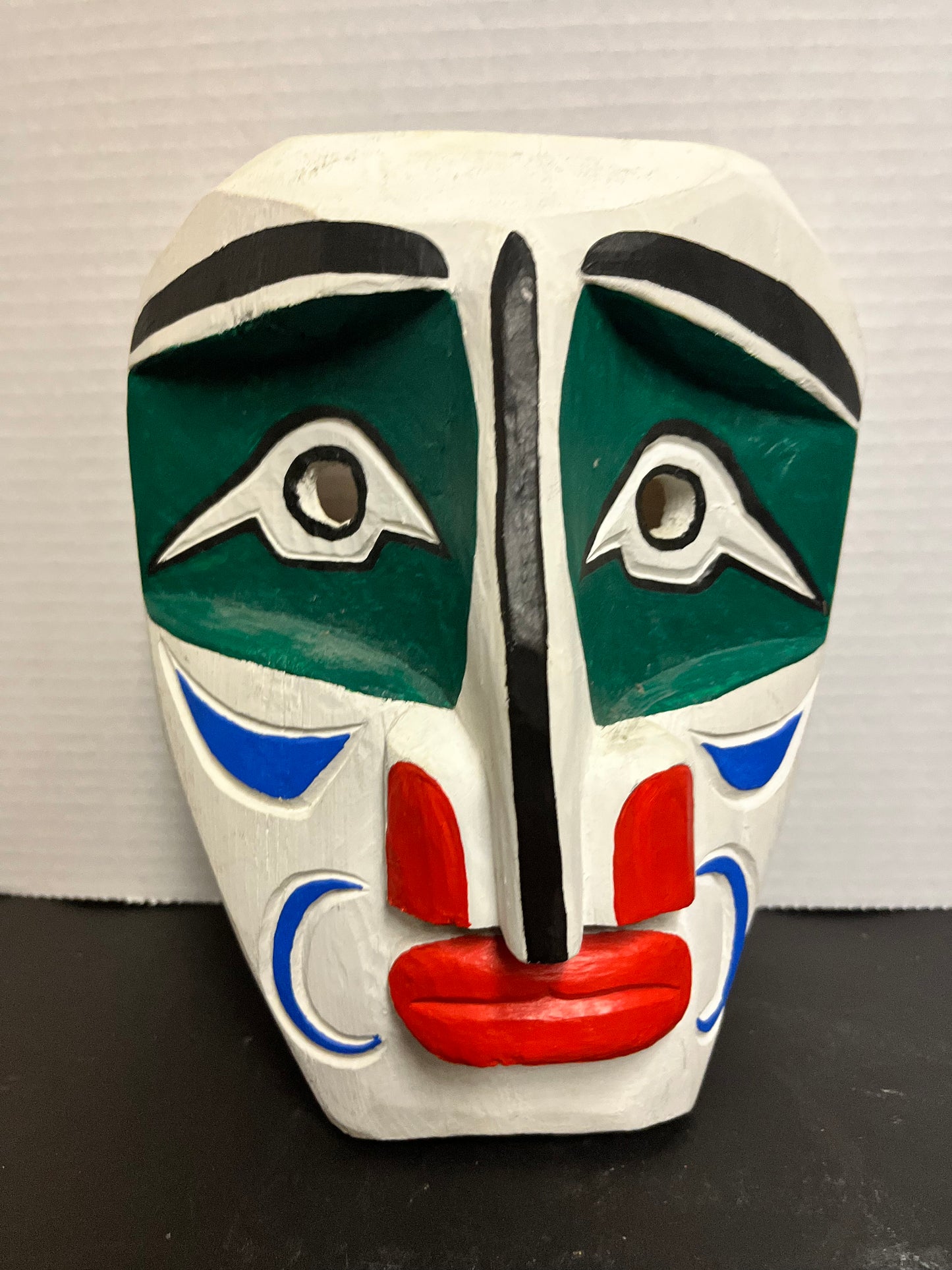 Stunning 9 inch signed, indigenous first nations carved and well painted Mask  wonderful imagery, and ready to hang and perfect gift