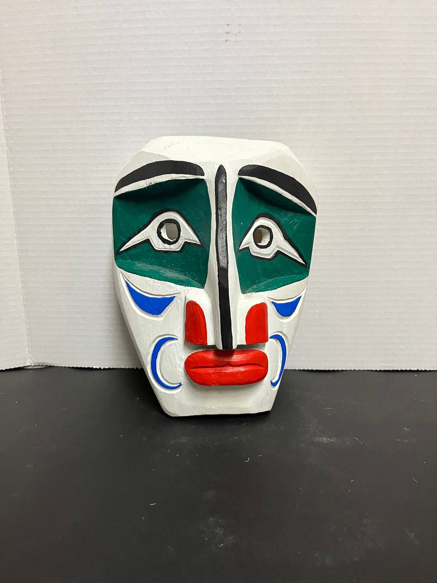 Stunning 9 inch signed, indigenous first nations carved and well painted Mask  wonderful imagery, and ready to hang and perfect gift