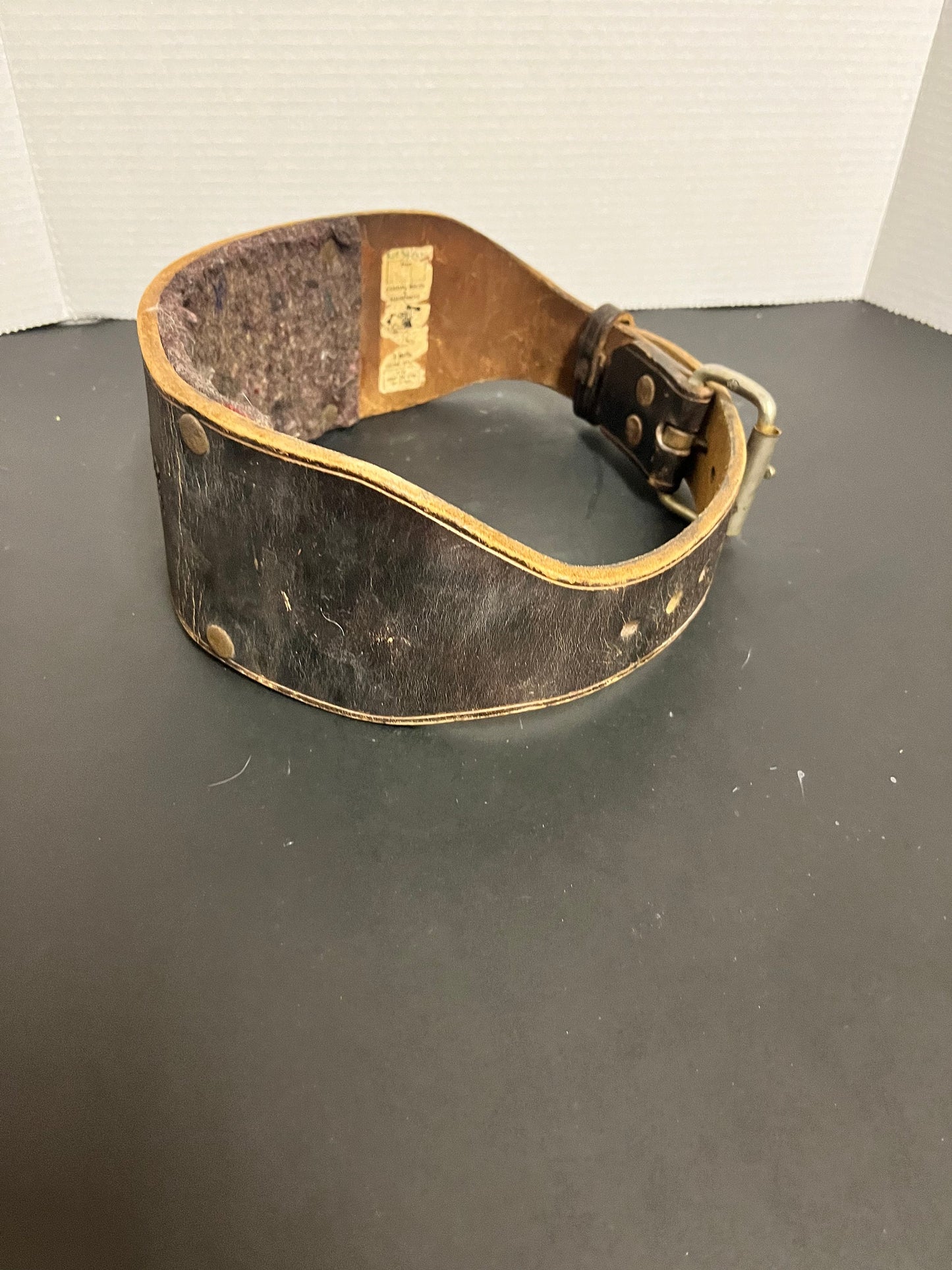 35 inch museum quality antique, amazing Vancouver bodybuilding womens leather belt with Irenes name embossed  upon it  super gift