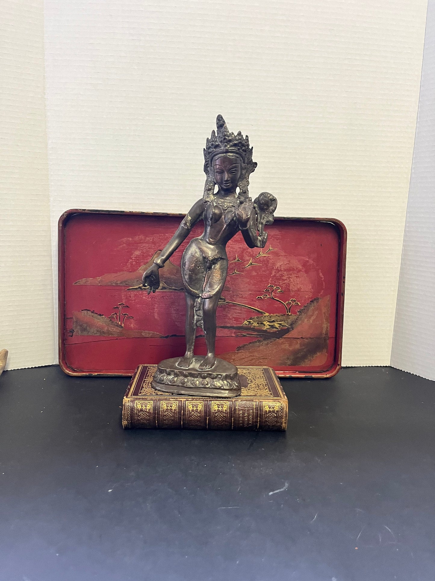 11 inch tall Thai well casted 19 th century snake charmer bronze woman  great patina and beautiful look  wow wow