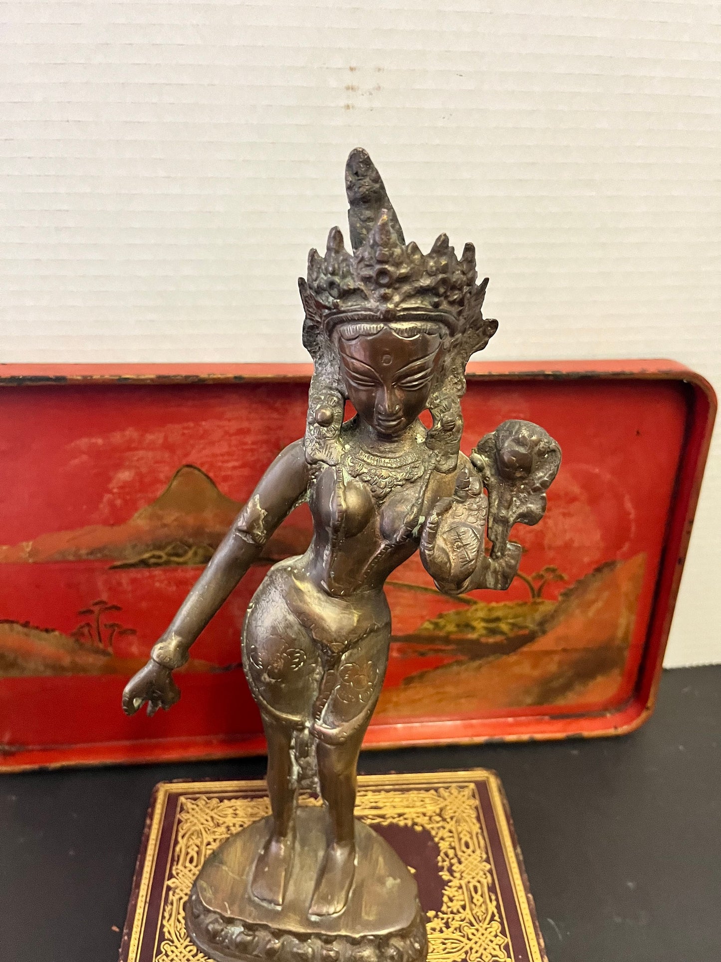 11 inch tall Thai well casted 19 th century snake charmer bronze woman  great patina and beautiful look  wow wow