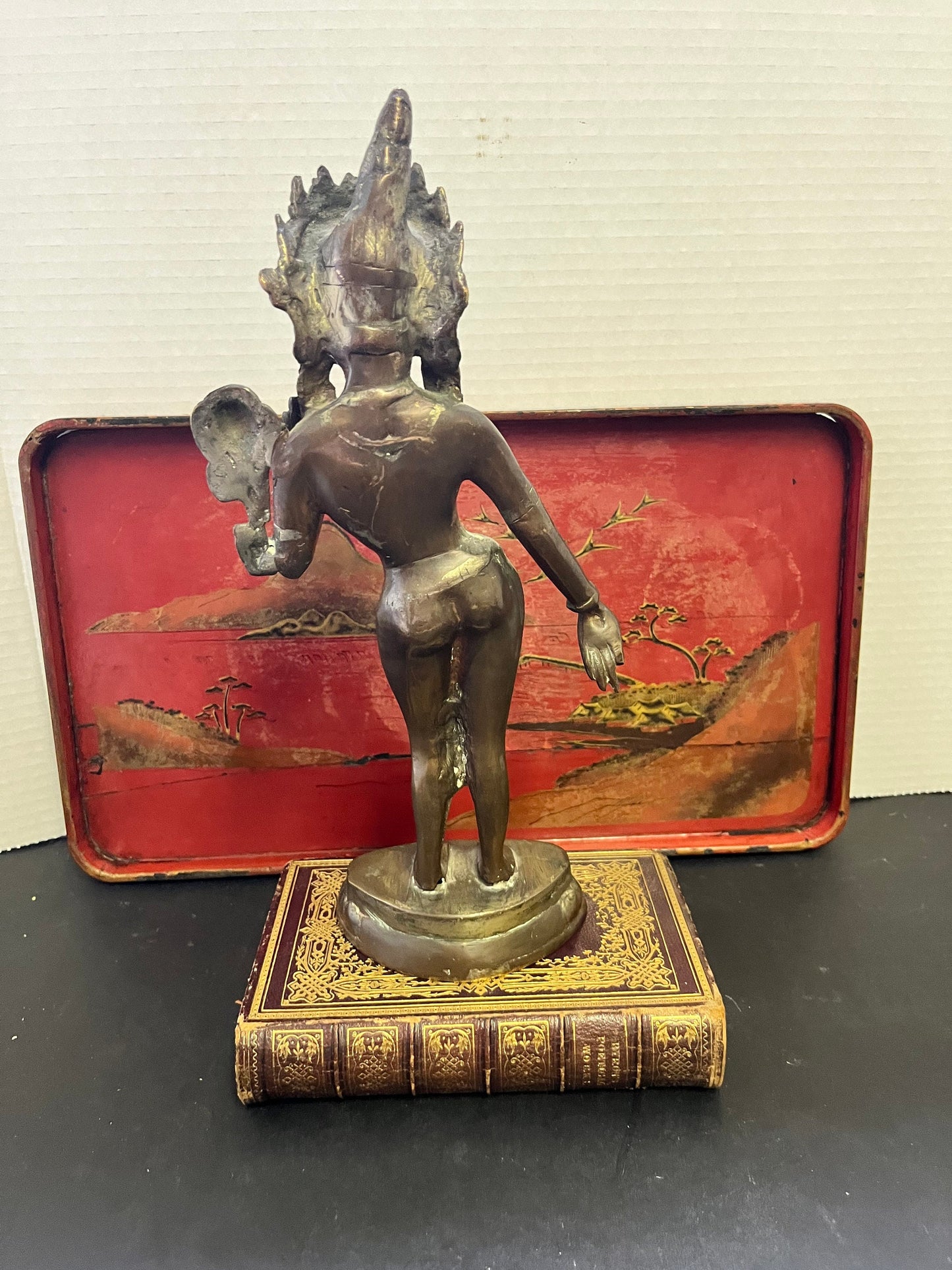 11 inch tall Thai well casted 19 th century snake charmer bronze woman  great patina and beautiful look  wow wow