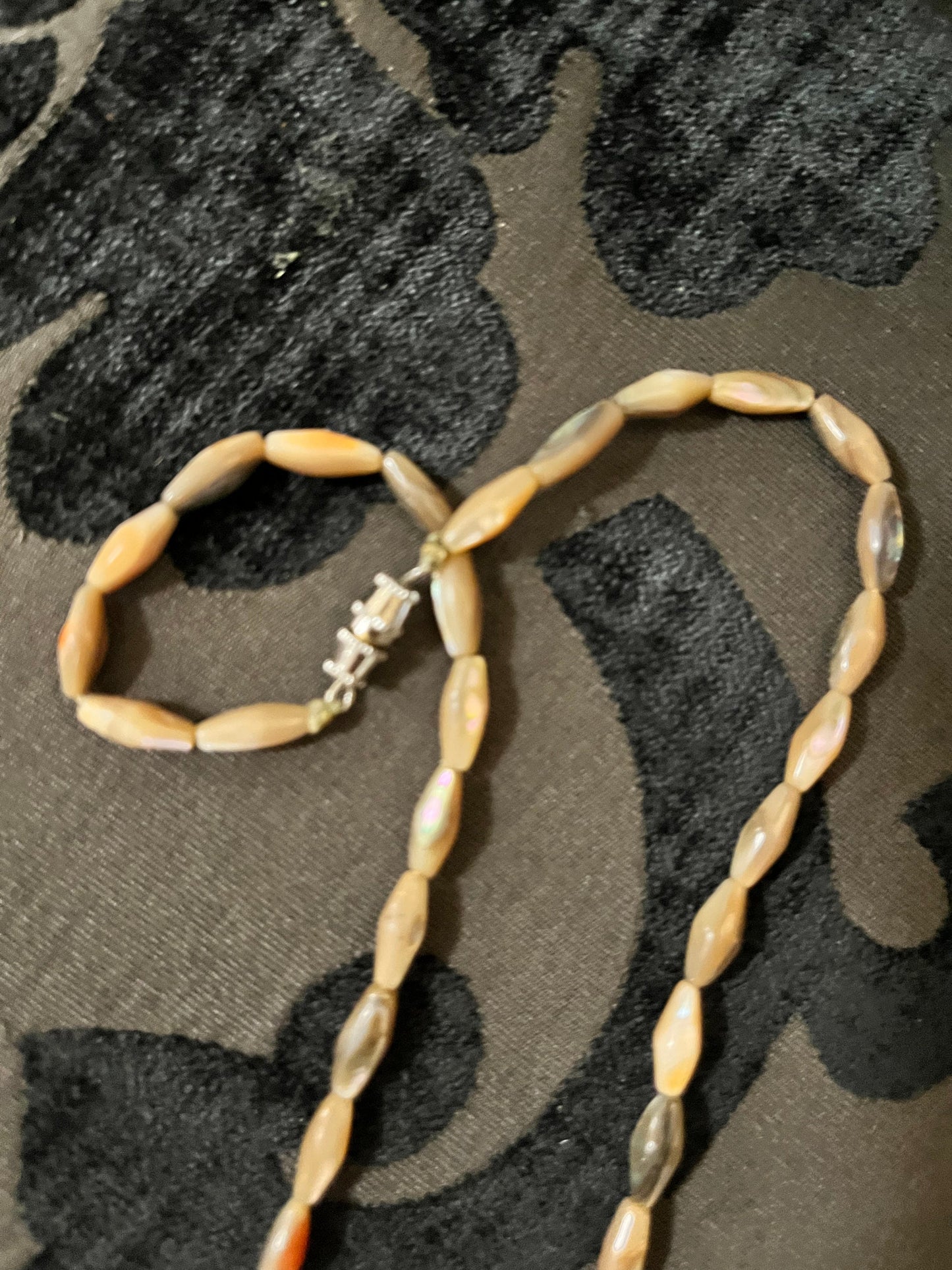 Wonderful shell and stone necklace  approx  23 inches long