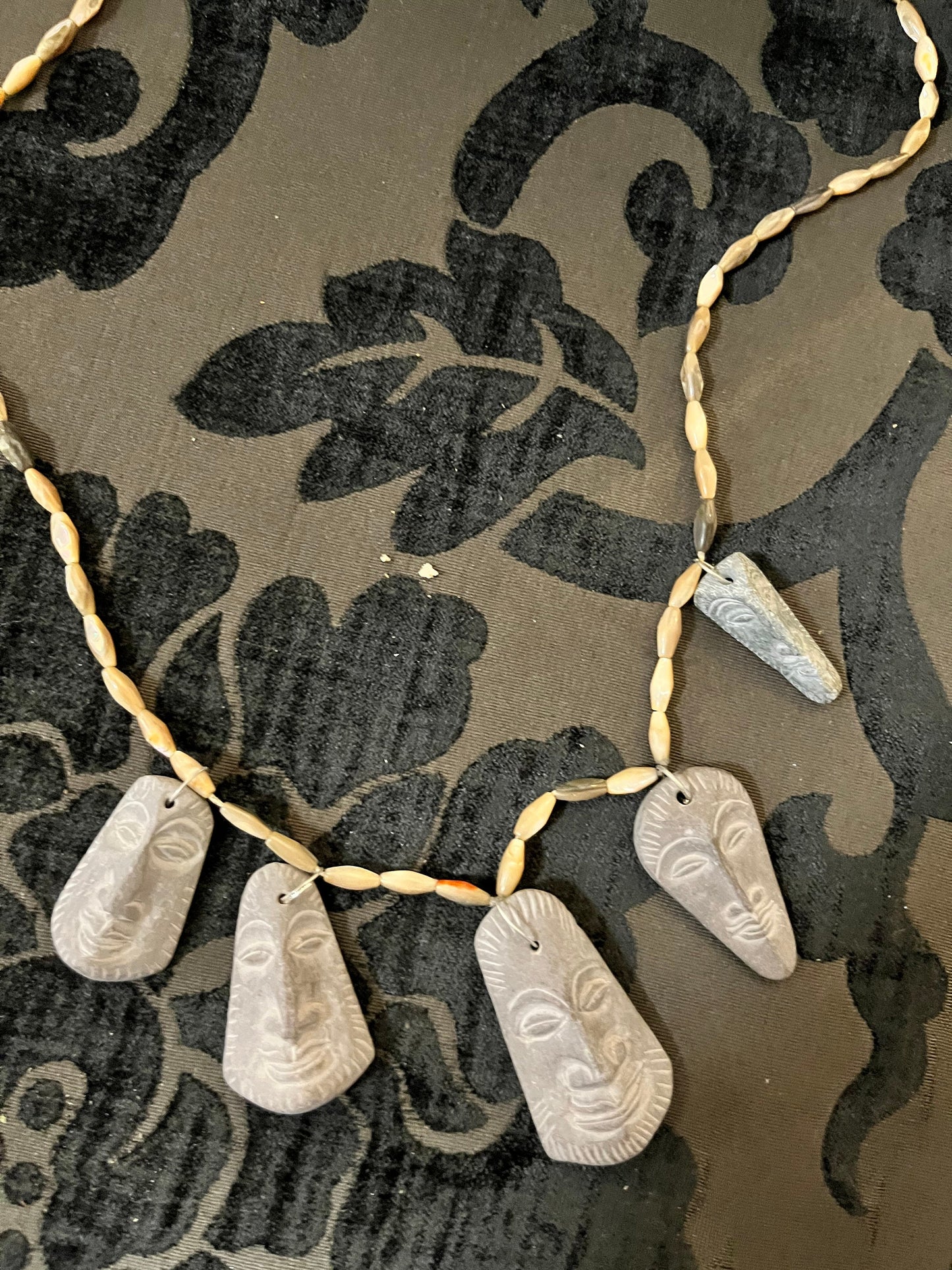 Wonderful shell and stone necklace  approx  23 inches long