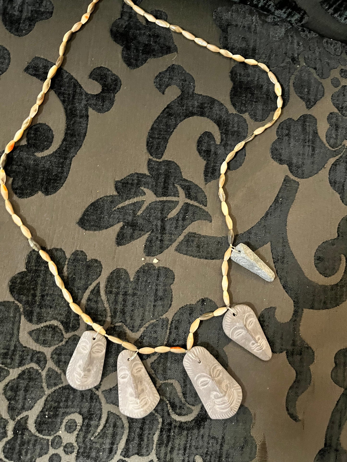 Wonderful shell and stone necklace  approx  23 inches long