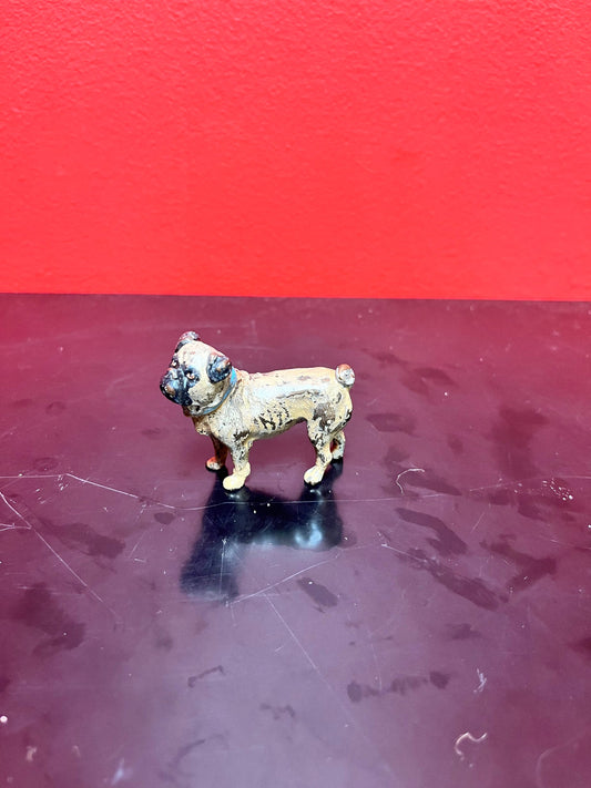 Authentic fabulous 2 inch long, Franz Bergman antique Austrian bronze of a pug dog  great patina  absolutely fabulous