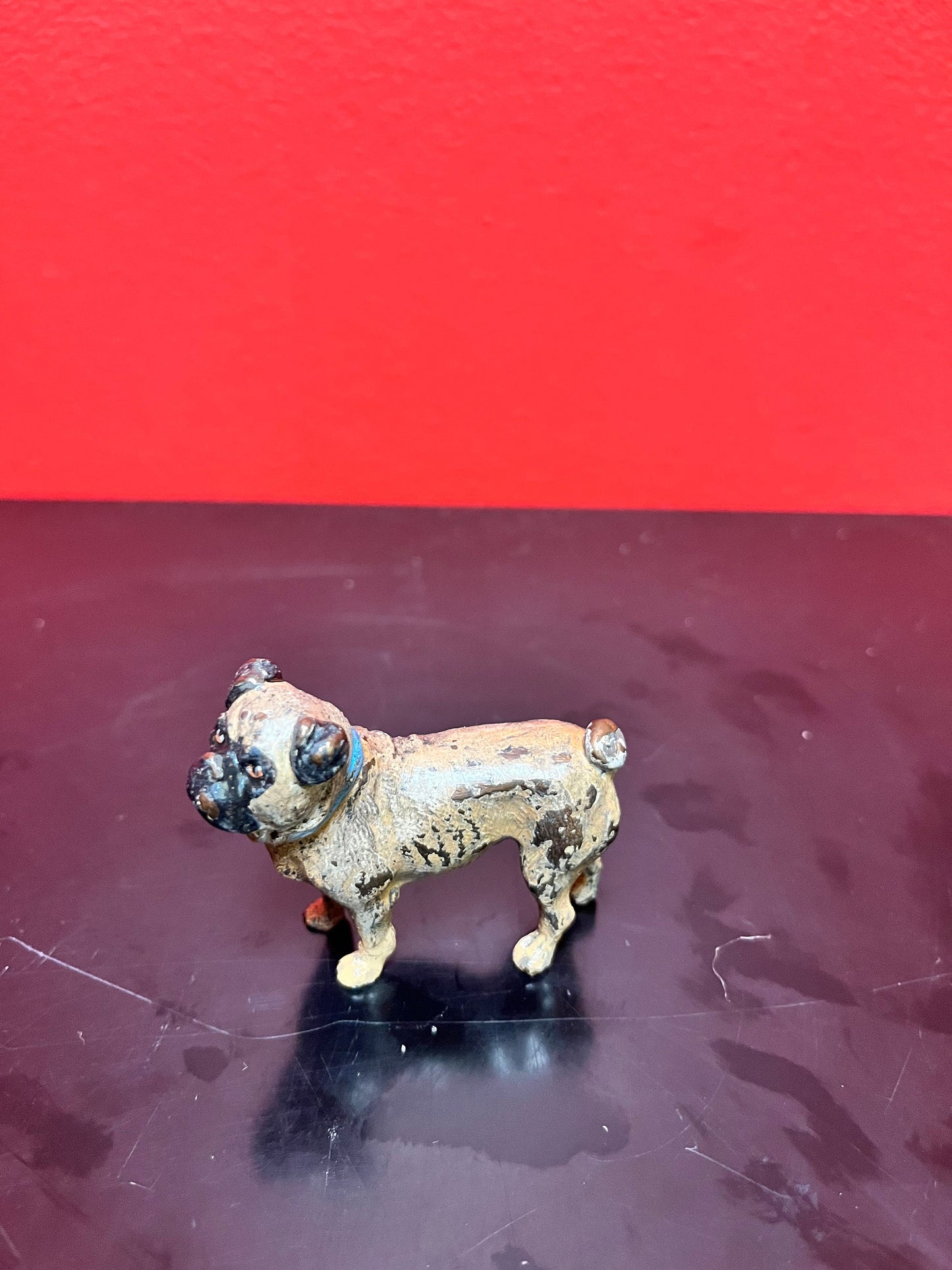 Authentic fabulous 2 inch long, Franz Bergman antique Austrian bronze of a pug dog  great patina  absolutely fabulous