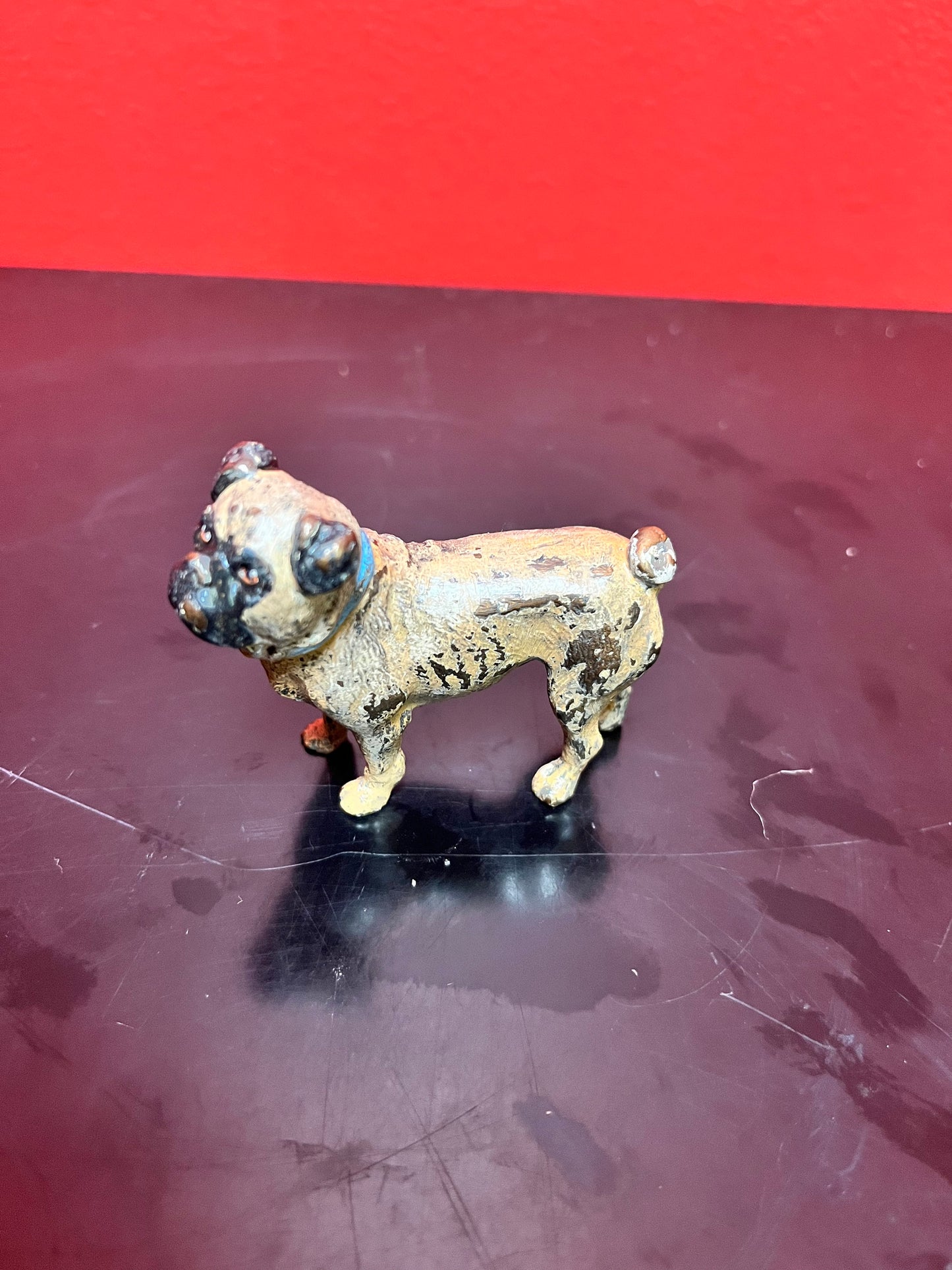 Authentic fabulous 2 inch long, Franz Bergman antique Austrian bronze of a pug dog  great patina  absolutely fabulous