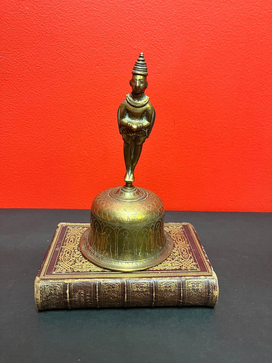 Lovely 7 inch tall heavy brass temple bell with great sound  value priced