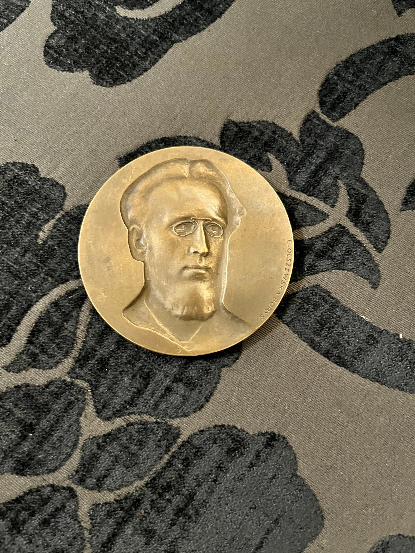 3 inch bronze polish  medallion, signed- celebrating Ludwig warynski