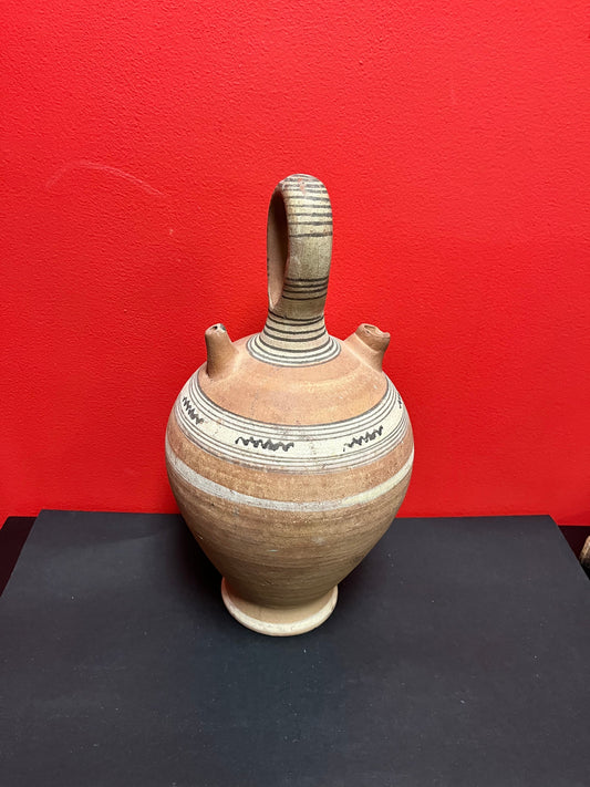 Fabulous 16 inch tall, pre-Columbian, authentic Clay vessel   couple minor chips and priced accordingly  estate piece