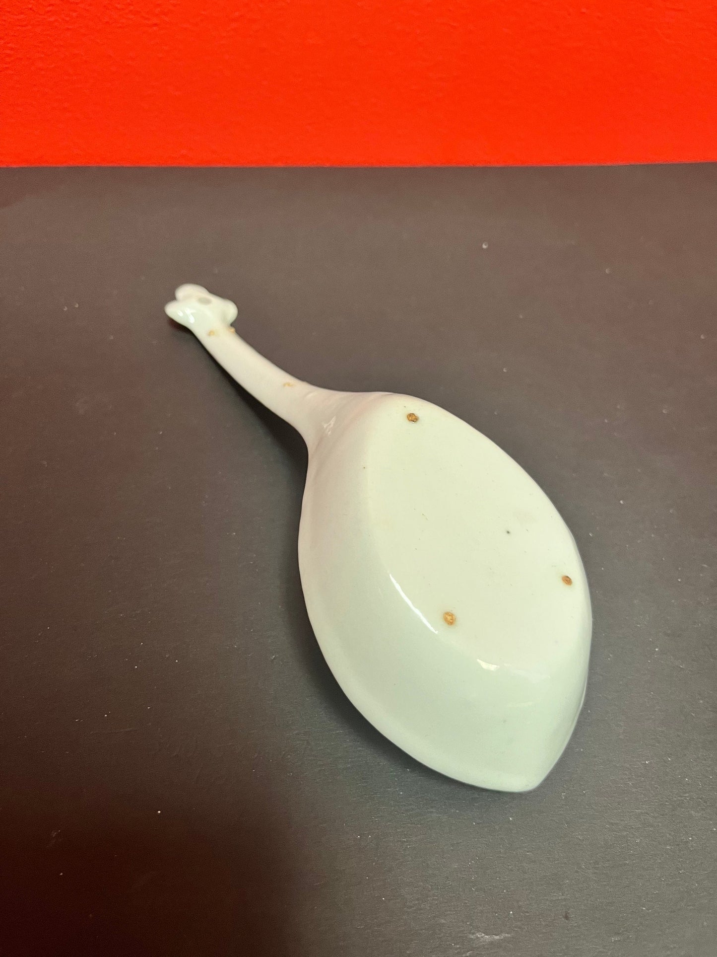 Sgrafitto Chinese early 1800s ceremonial porcelain ladle  wonderful glaze - 8.5 inches long - wow