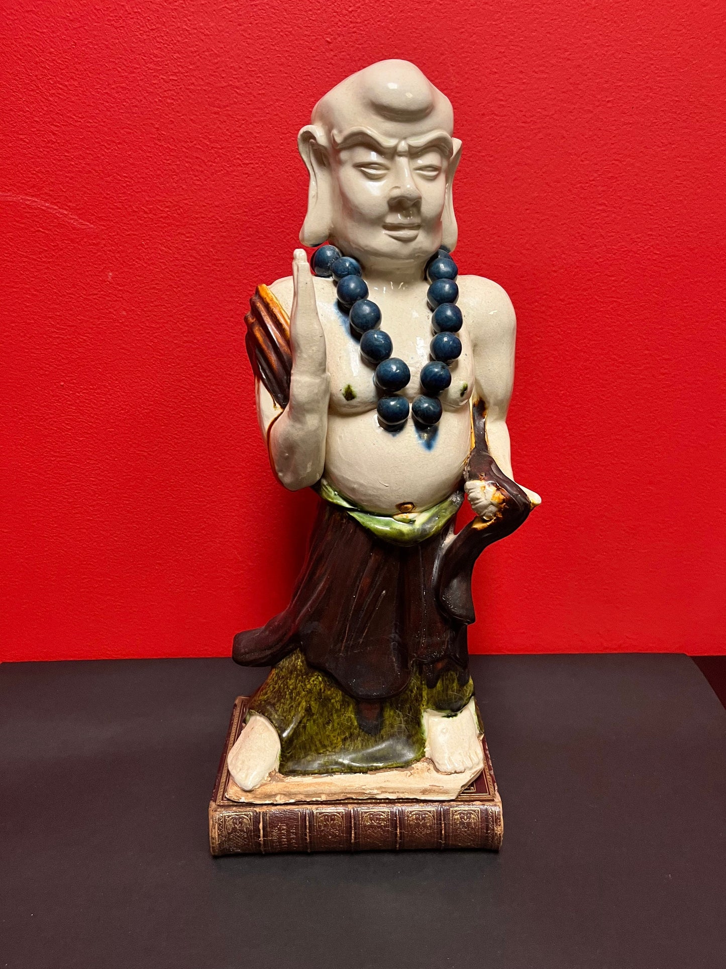 Magnificent 15 inch tall antique museum quality salt glazed Chinese statue - wonderful detail  wow