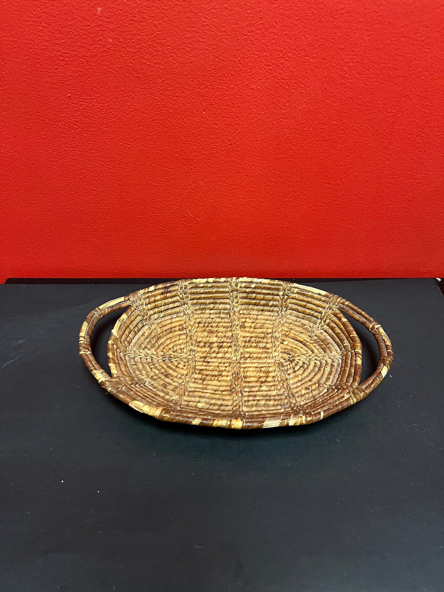 Unique indigenous first nations pacific northwest coast, 8 x 12 long hand woven basket - good condition