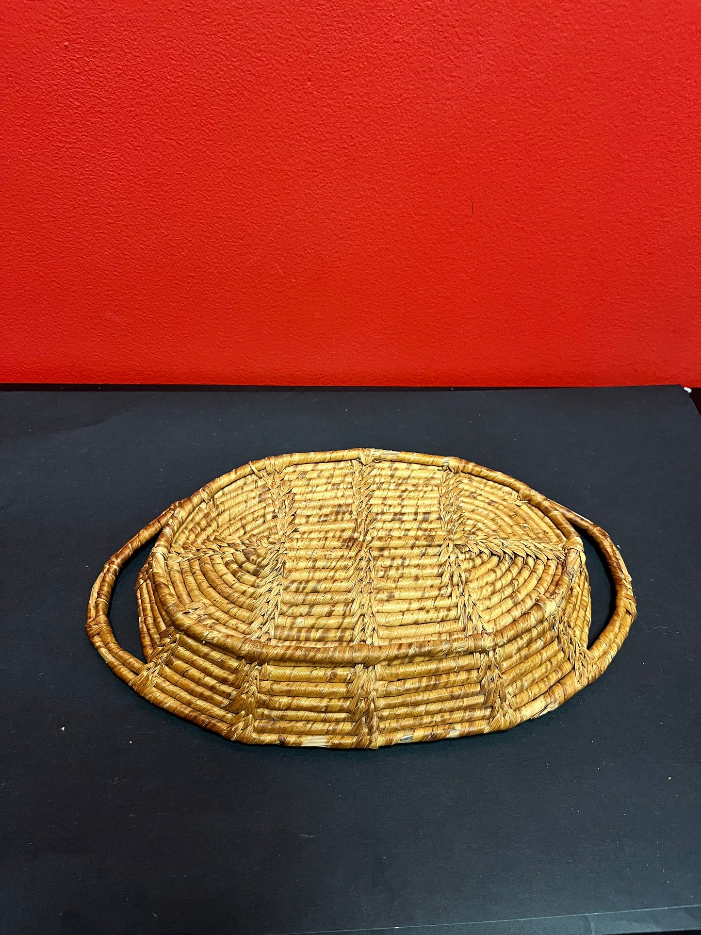 Unique indigenous first nations pacific northwest coast, 8 x 12 long hand woven basket - good condition