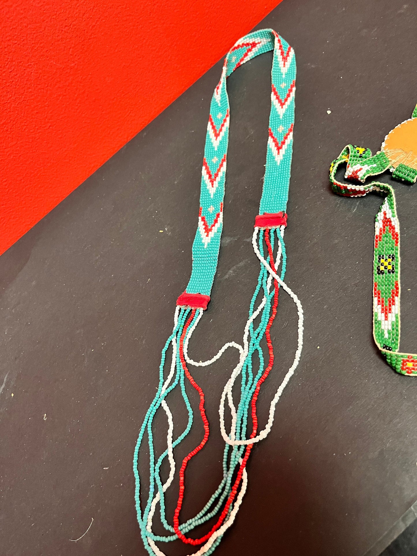 To indigenous West Coast first nations beaded necklaces  24 and 32 inches long, approximately  perfect condition