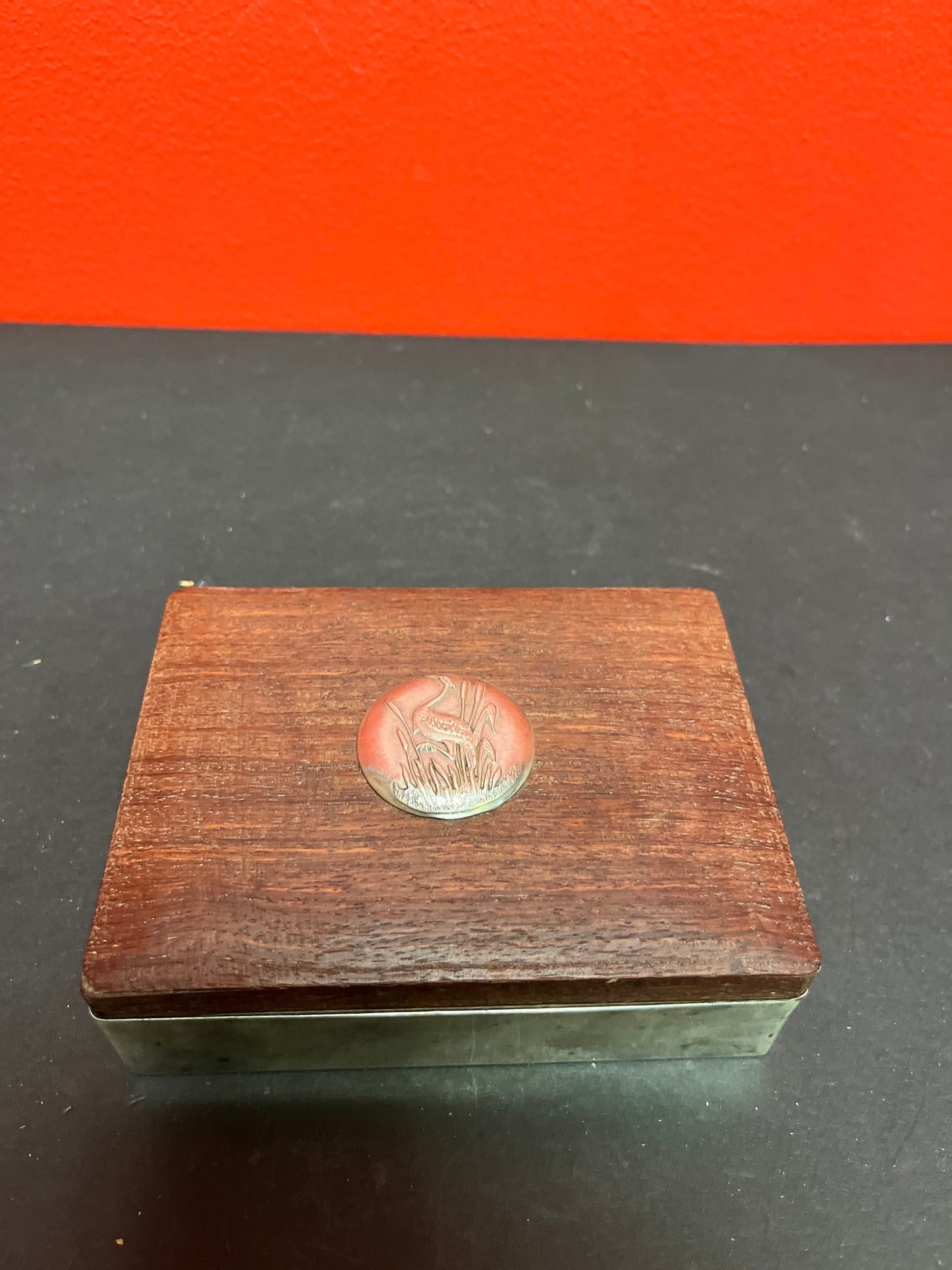 5 x 4 x 1 1/2 high magnificent Japanese Sterling silver and rosewood box  inscribed inside the lid and stamped  Sterling  wow