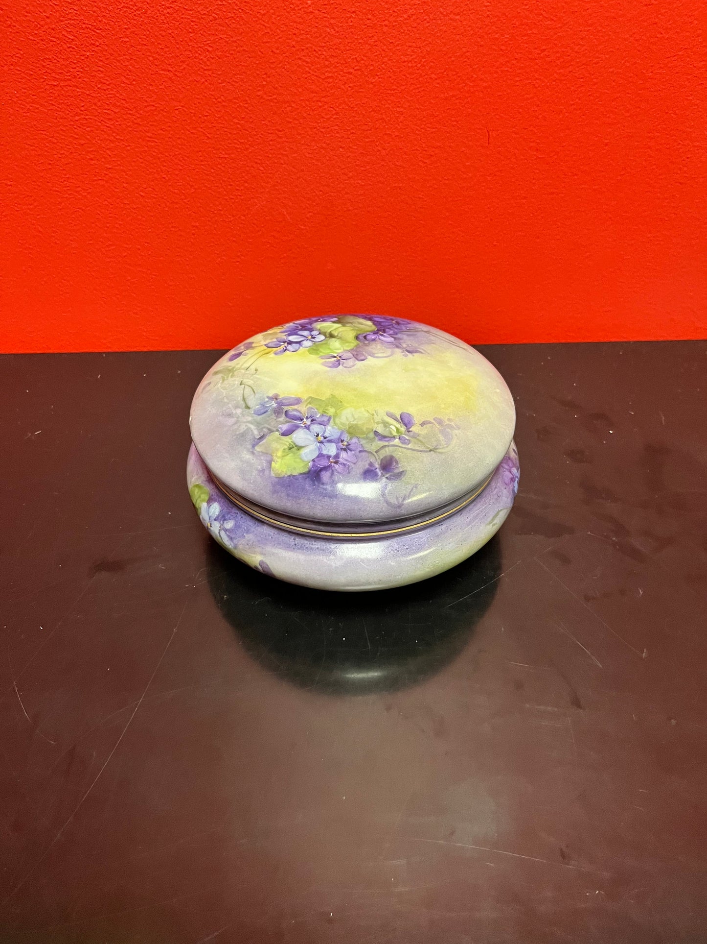 Lovely antique 7 x 3 high European handpainted floral porcelain jewellery box  wonderful gift of your own home  good condition