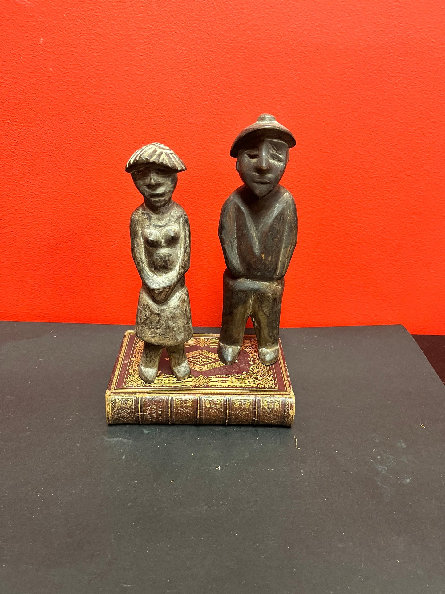 Fabulous antique Ethiopian grave marker statues   8 and 9 inches high   wonderful historical value and Great patina  wow