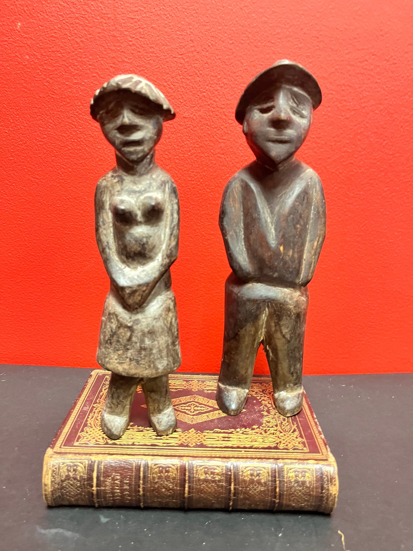 Fabulous antique Ethiopian grave marker statues   8 and 9 inches high   wonderful historical value and Great patina  wow