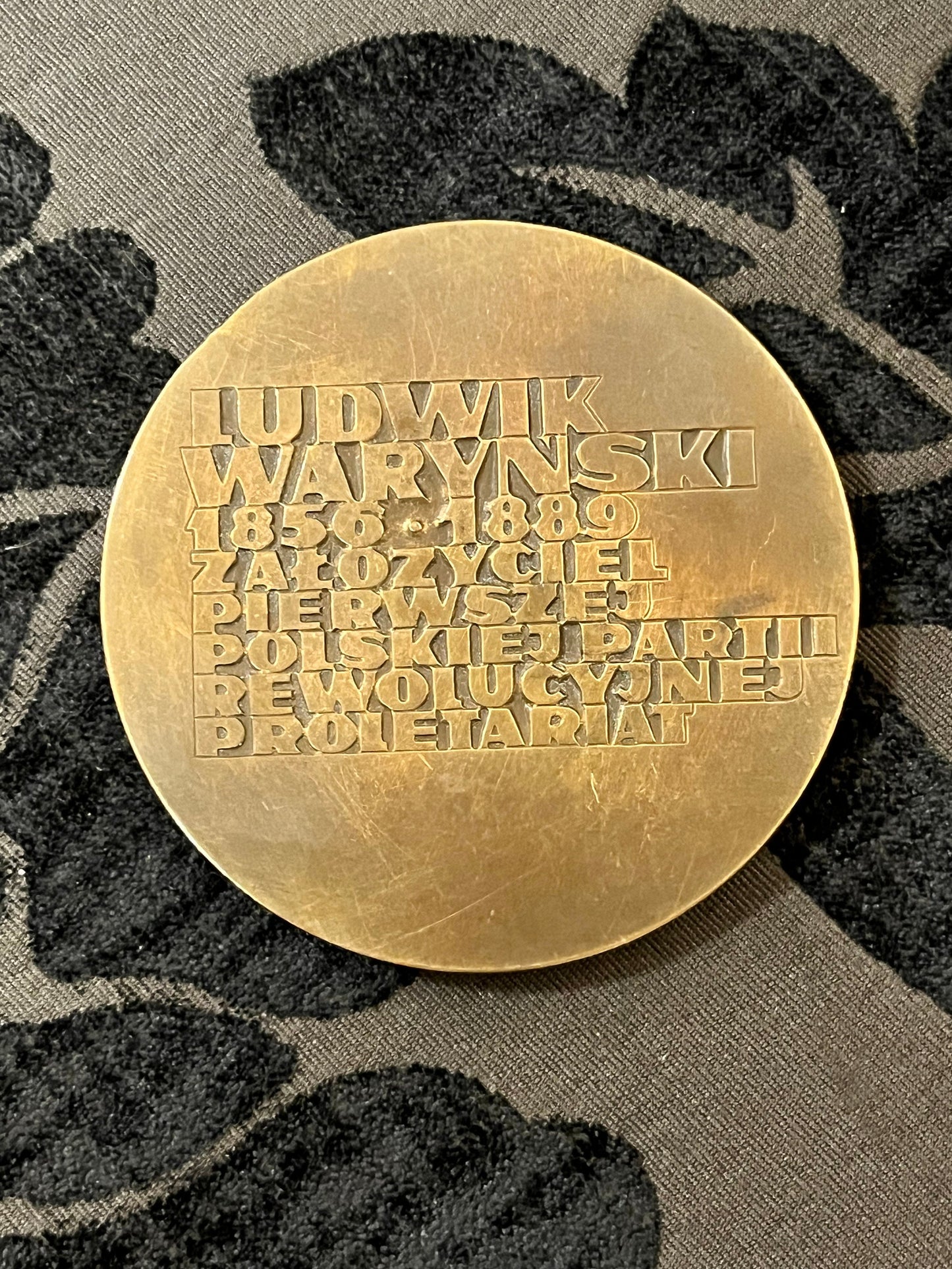 3 inch bronze polish  medallion, signed- celebrating Ludwig warynski